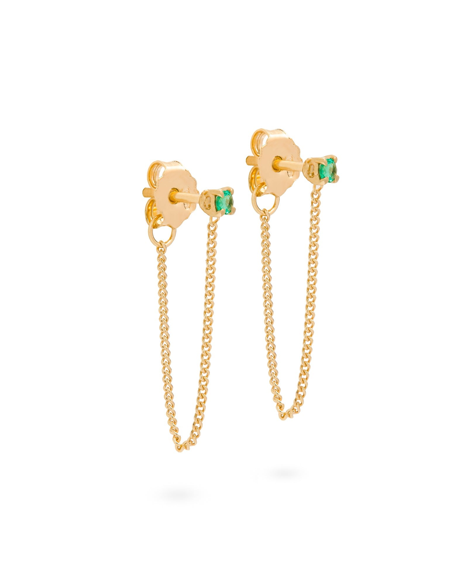 Women’s Green Connection Chain Stud Earrings Emerald Eloise Jewelry