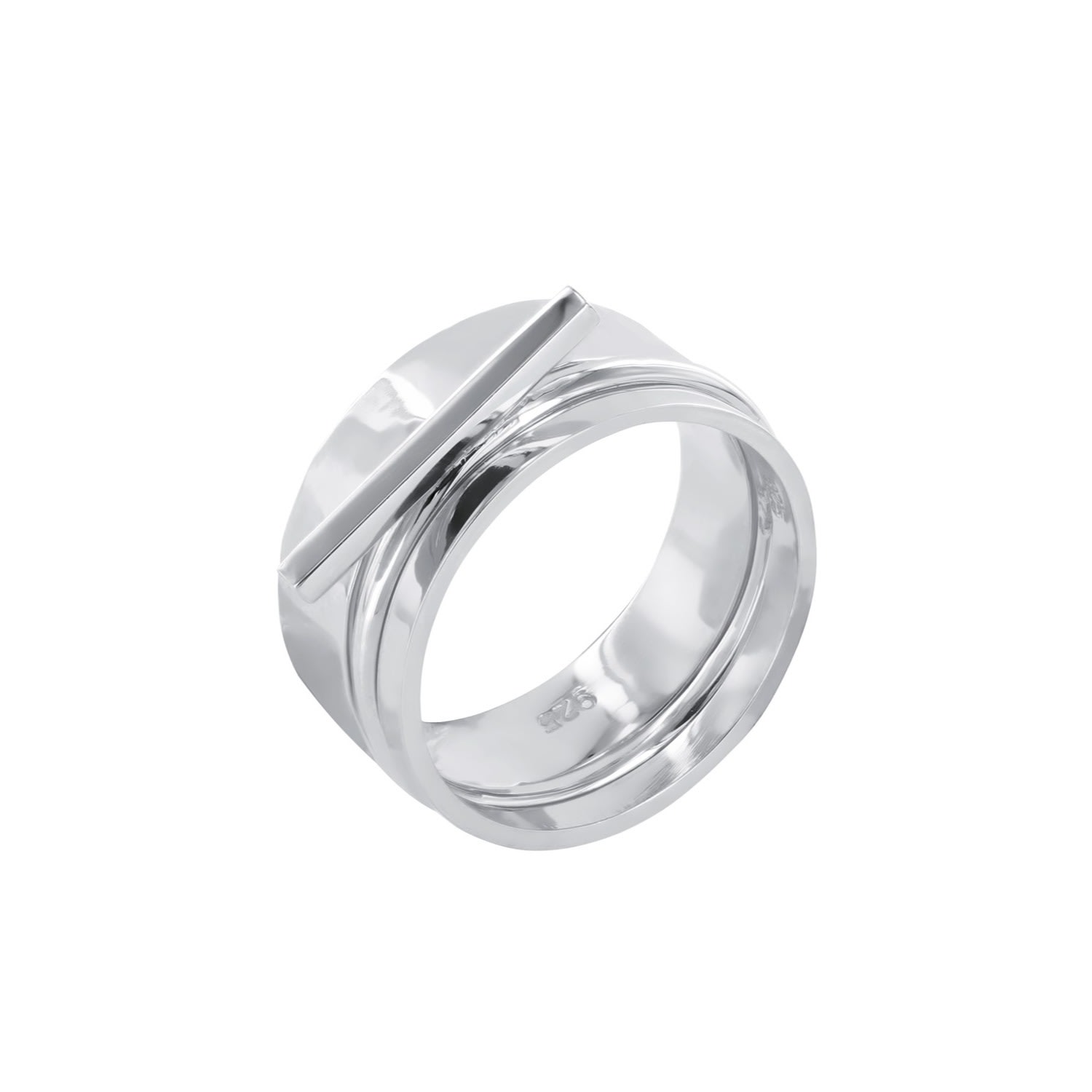 Women’s Bar Style Stacker Ring Set Sterling Silver Wolf and Zephyr