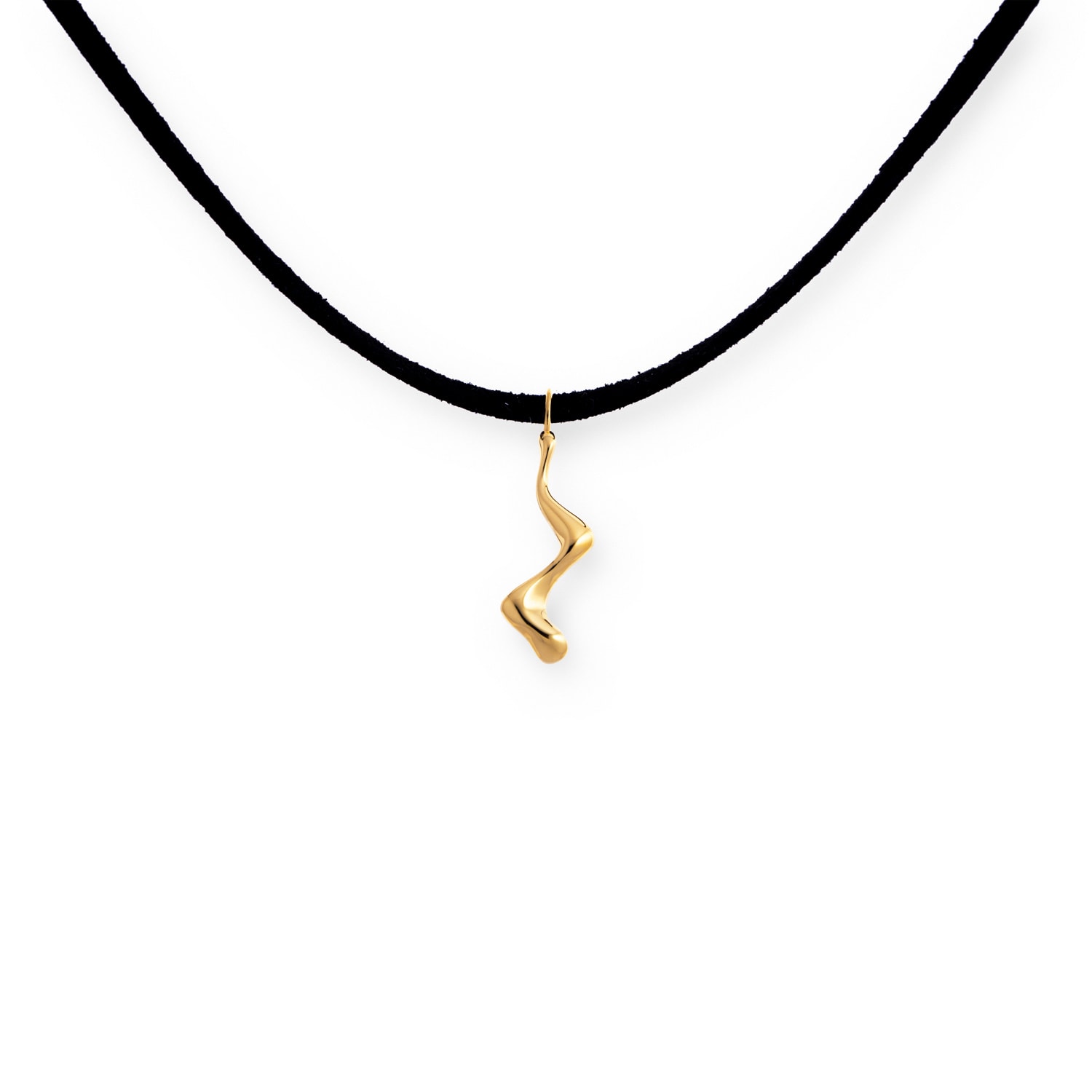 Women’s Gold Poise Flow Pendant Faux Suede Choker Veyia Berlin