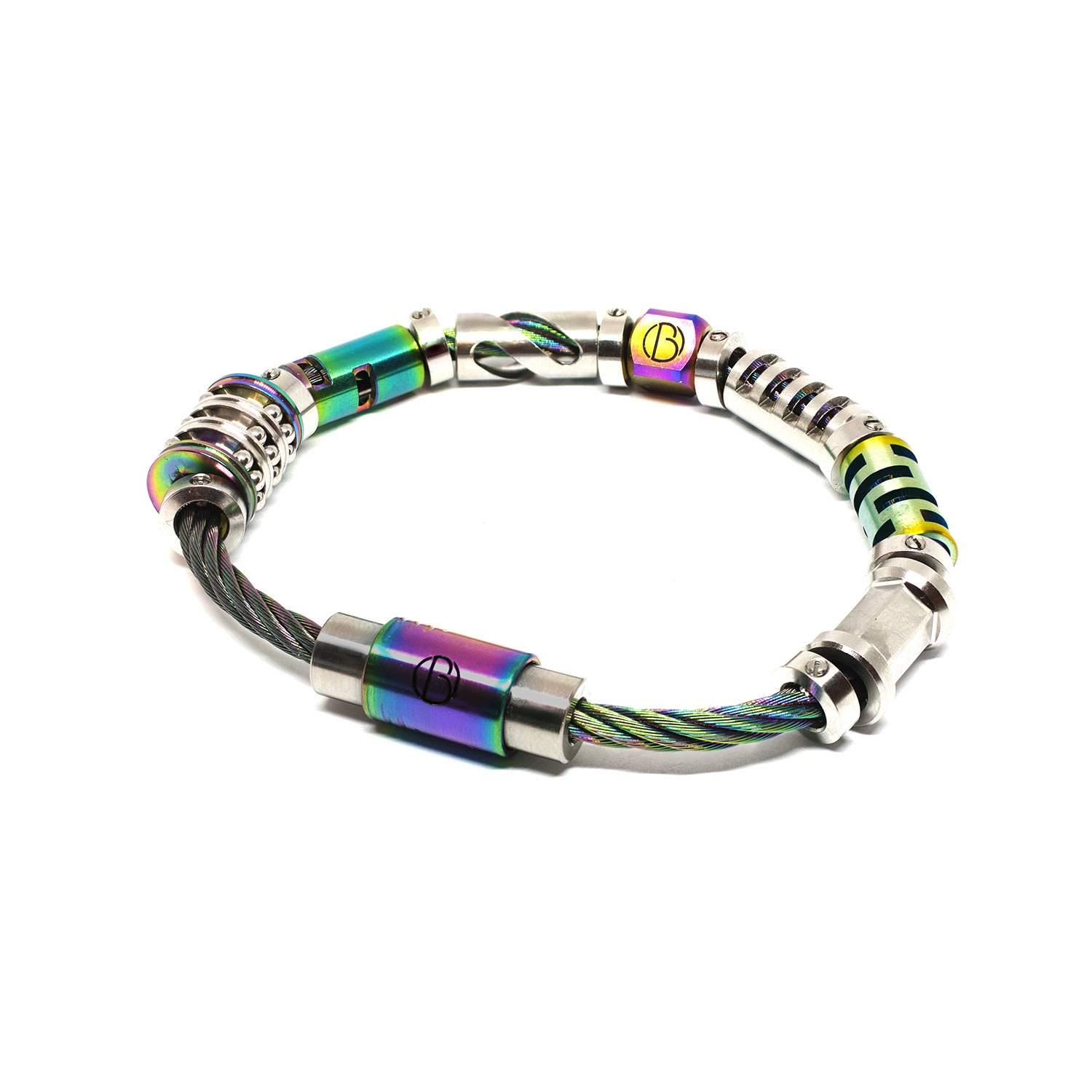Men’s Silver Fully Loaded Chromatic Cable Stainless Steel Bracelet Bailey of Sheffield