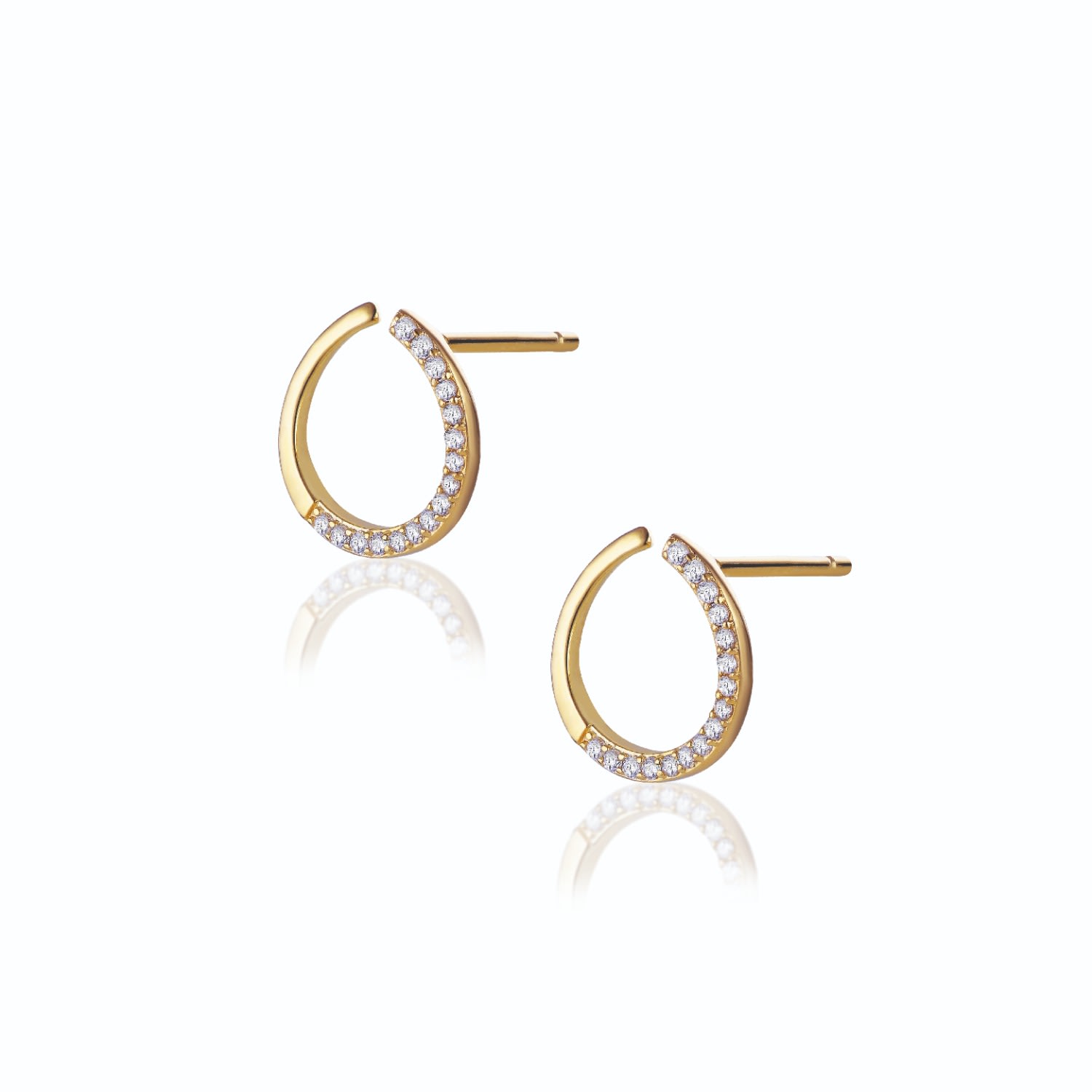 Women’s Gold Grace - Earstuds With Spiral And Sparkling Faceted Zircons Alura Copenhagen Jewellery