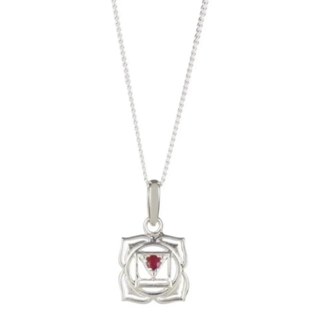 Women’s Root Chakra Silver Necklace - Ruby Charlotte’s Web Jewellery
