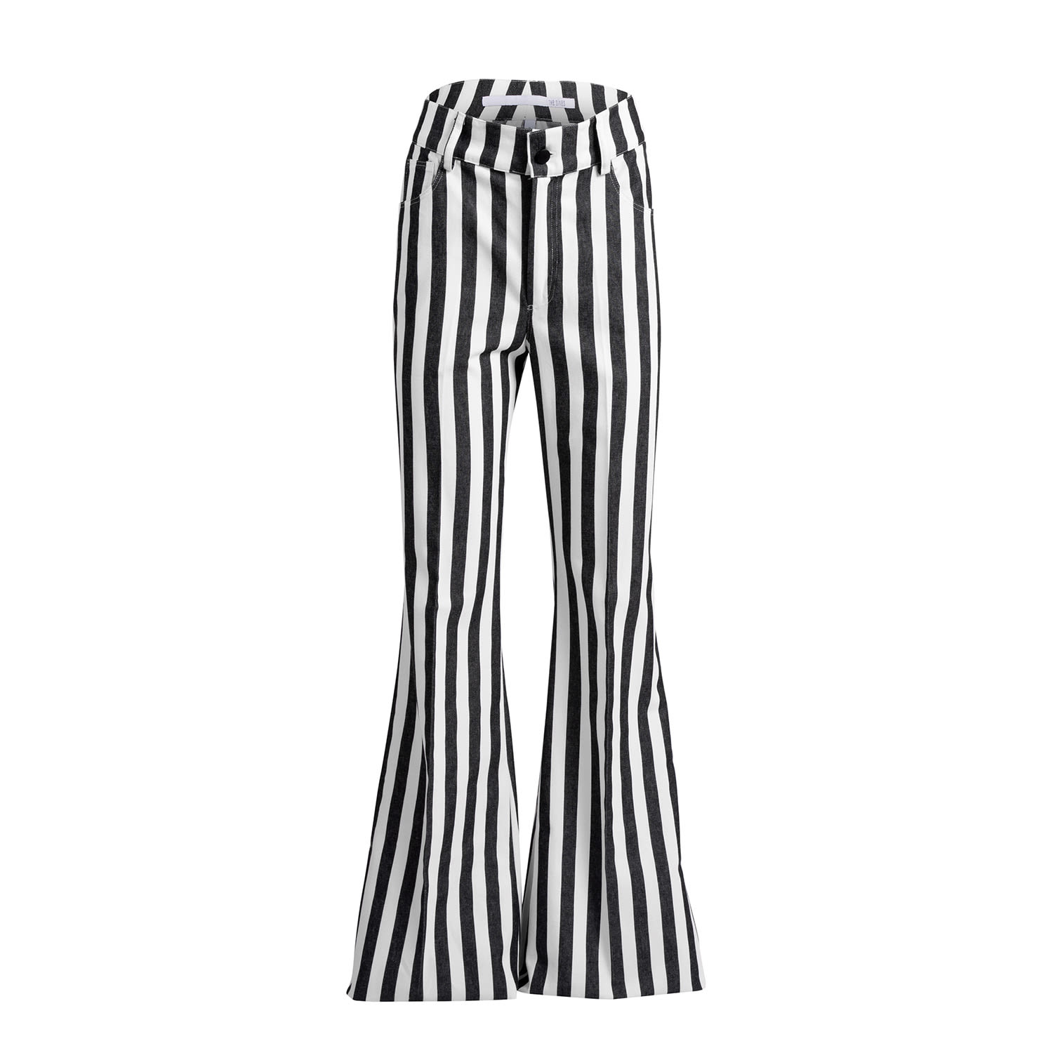 Black / White Claire Pant - Black & White Striped Flare Denim Extra Small The Sixes