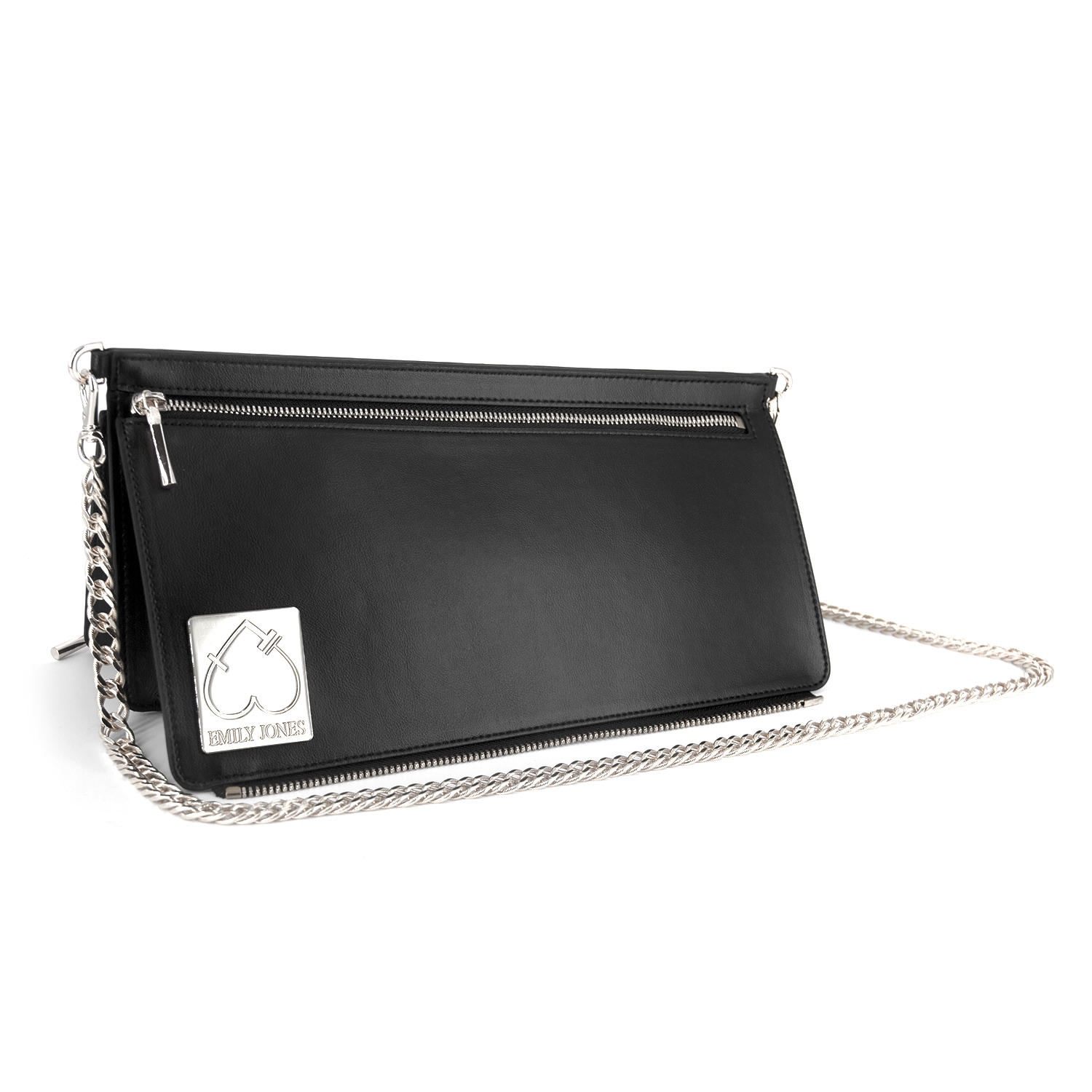 Women’s Black / Silver Black Amsterdam Triangle Crossbody Bag/ Nickel Hardware One Size Emily Jones