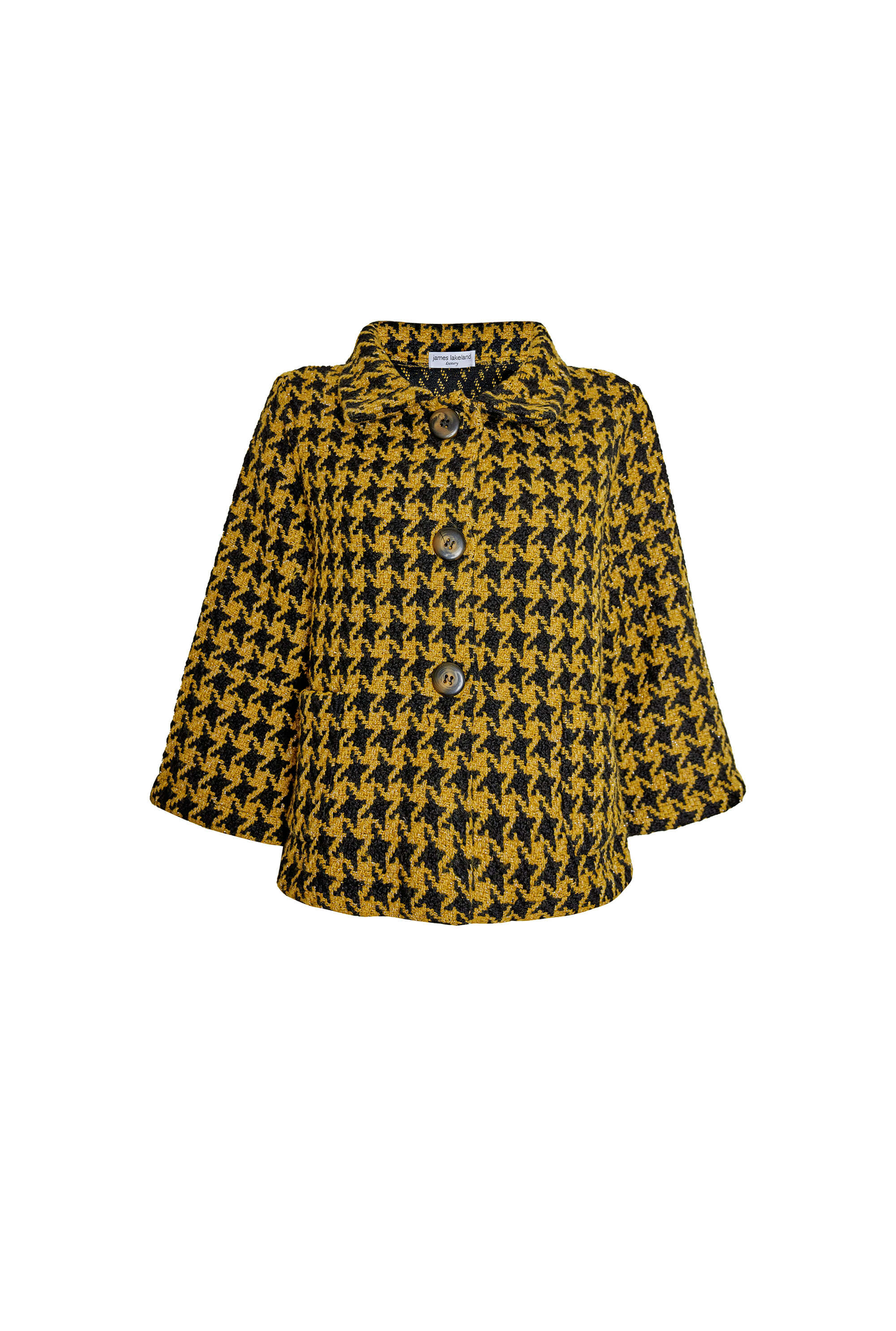 Women’s Yellow / Orange Short Houndstooth Jacket In Yellow-Black Small James Lakeland
