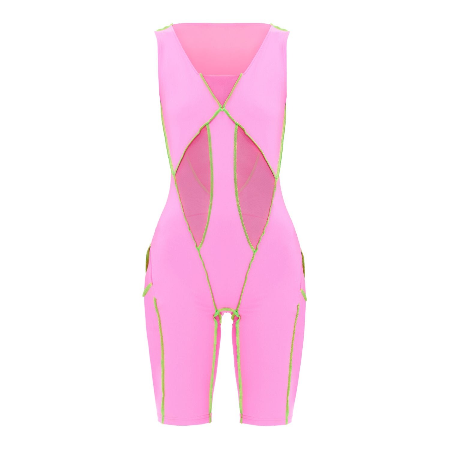 Women’s Pink / Purple Monoskin Jumpsuit With Shorts Zig Zag Pink Medium Monosuit