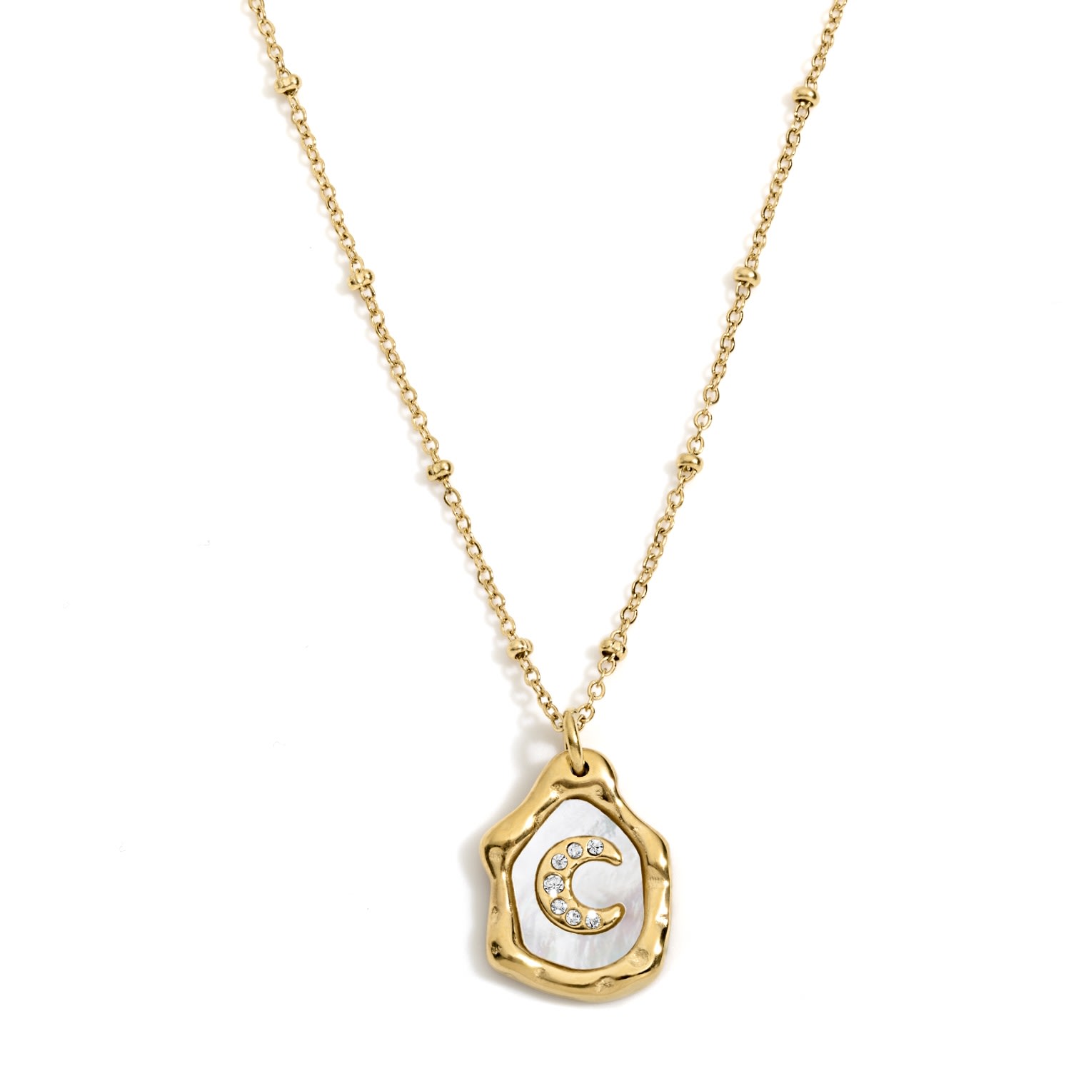 Women’s Gold Celeste Moon Pendant Necklace Olivia Le