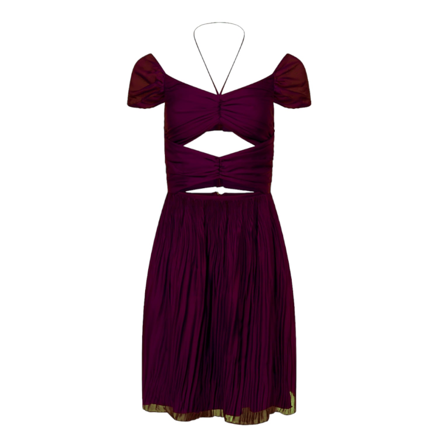 Women’s Red Toke Pleated Off-Shoulder Mini Dress In Burgundy Medium Lola Adu