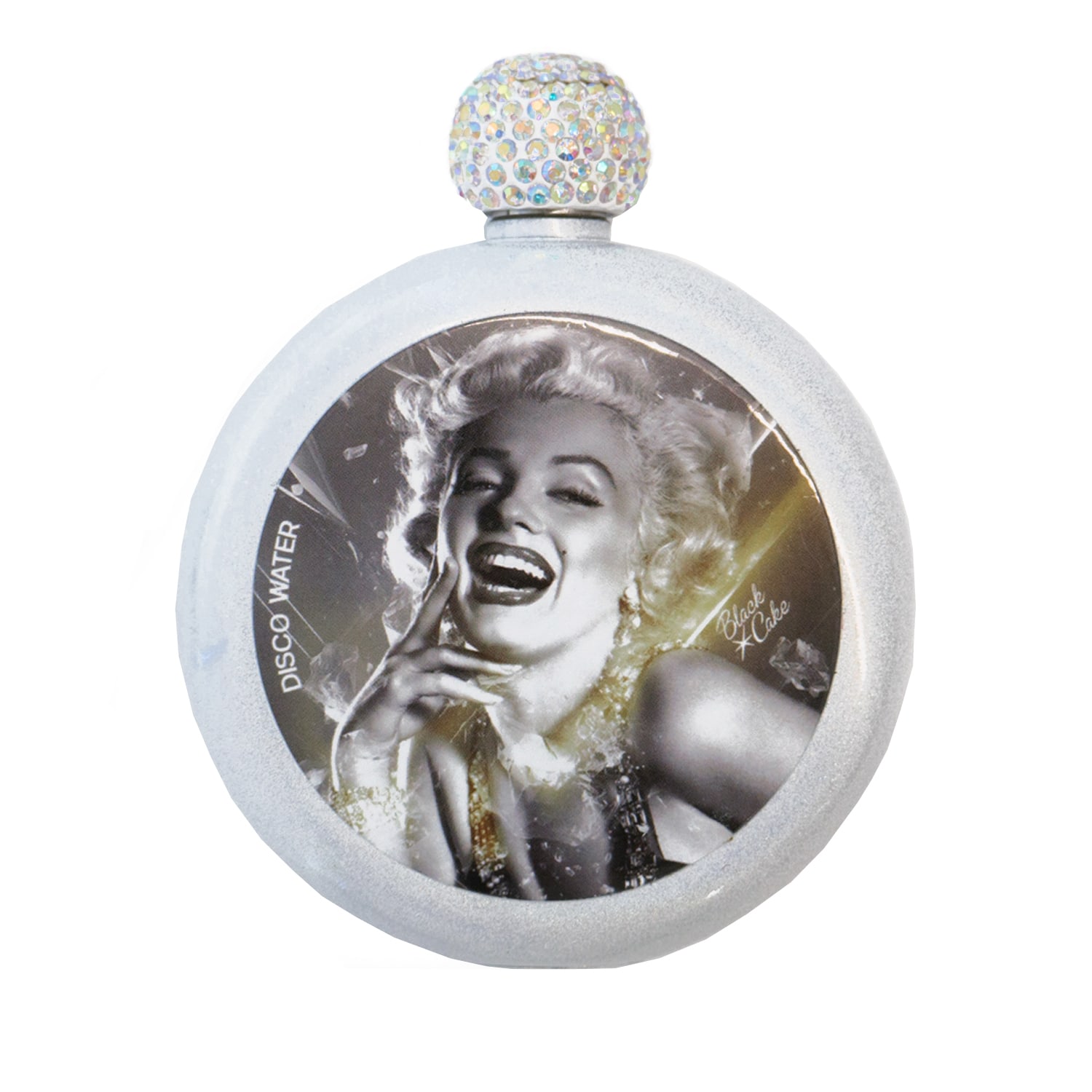 White Limited Edition Marilyn Monroe Tribute Glitter Iridescent Spirit Flask Black Cake