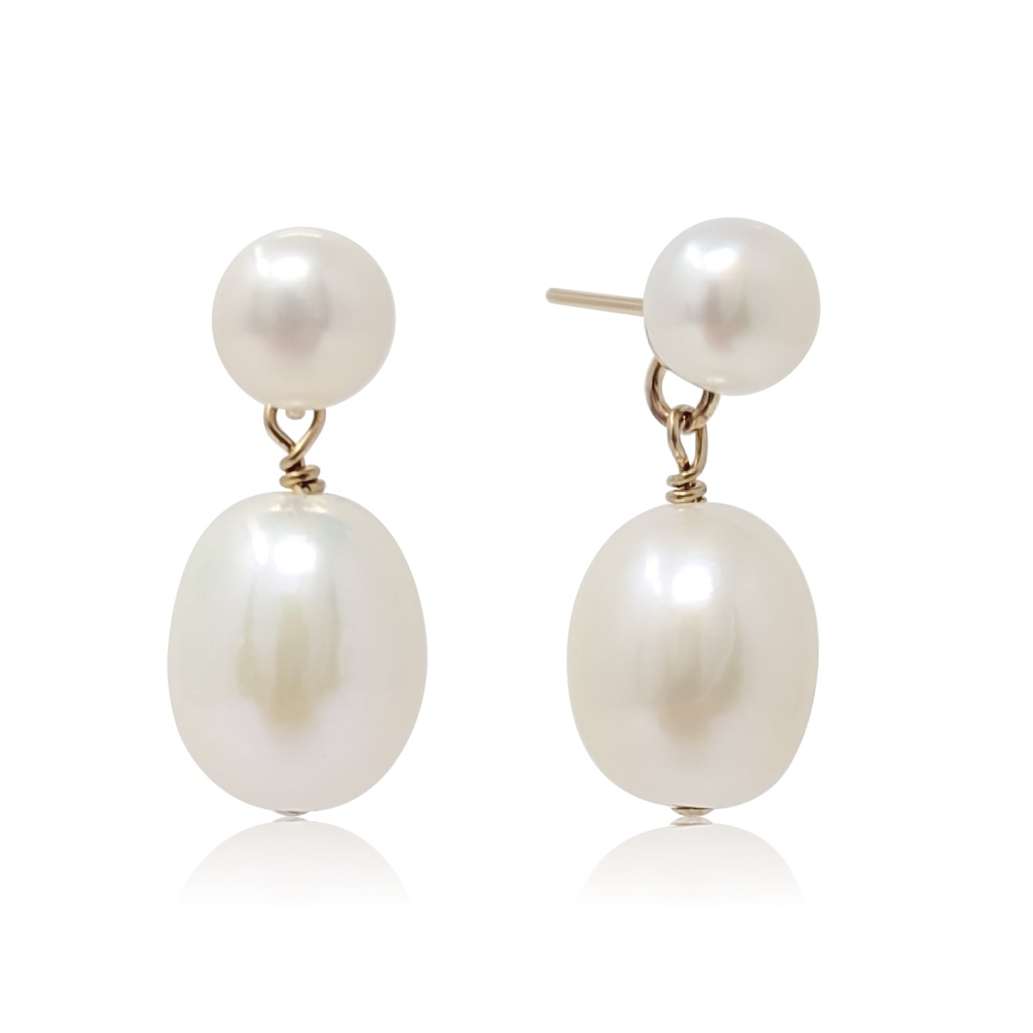 Women’s Eloise Pearl Stud Drop Gold Filled Earrings Kiri & Belle