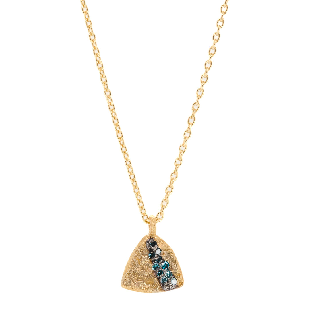 Women’s Gold / Blue Nature Triangle Gold Diamond Necklace-Gold Ebru Jewelry