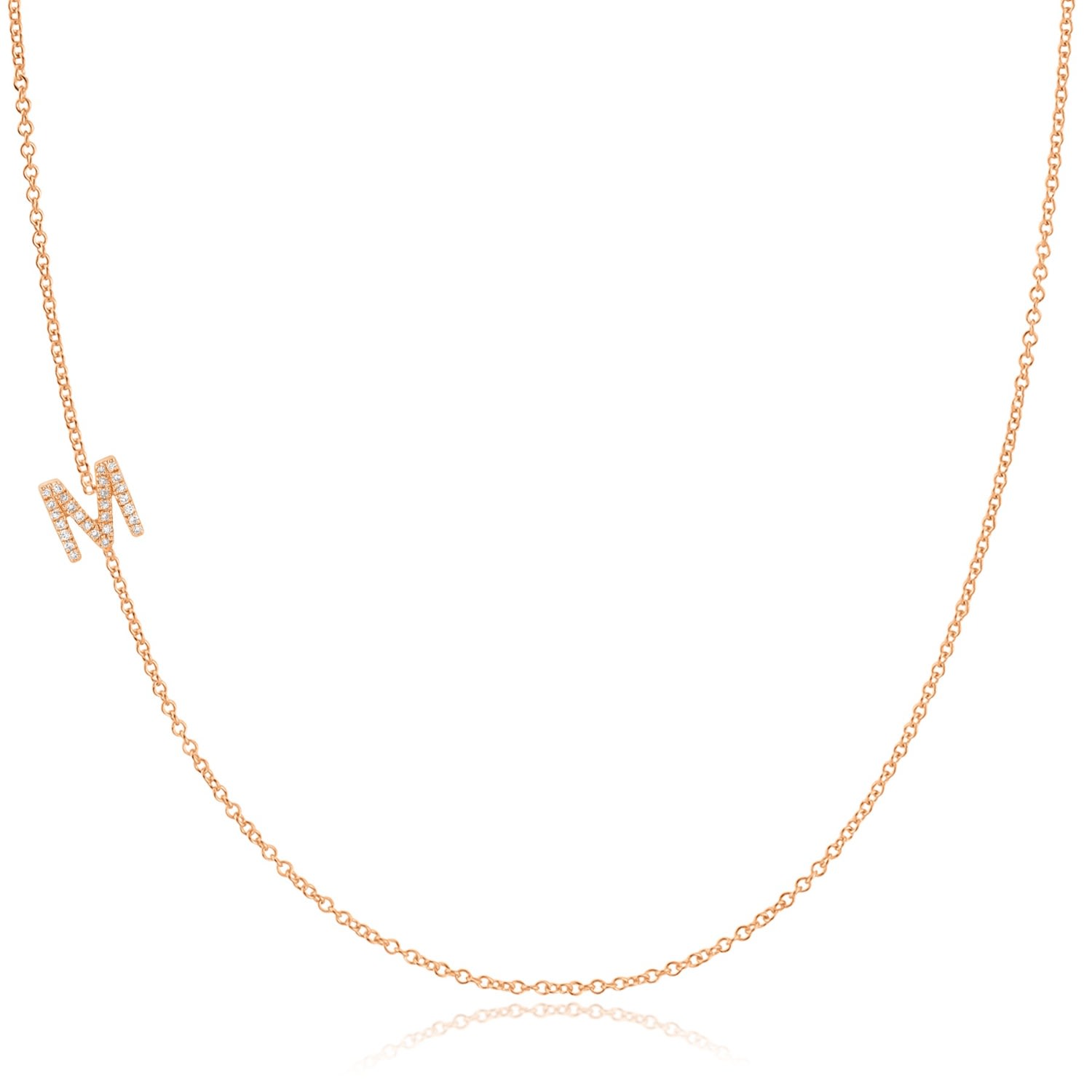 Women’s 14K Gold Asymmetrical PavÃ© Diamond Letter Necklace - Rose Gold - 16" Maya Brenner