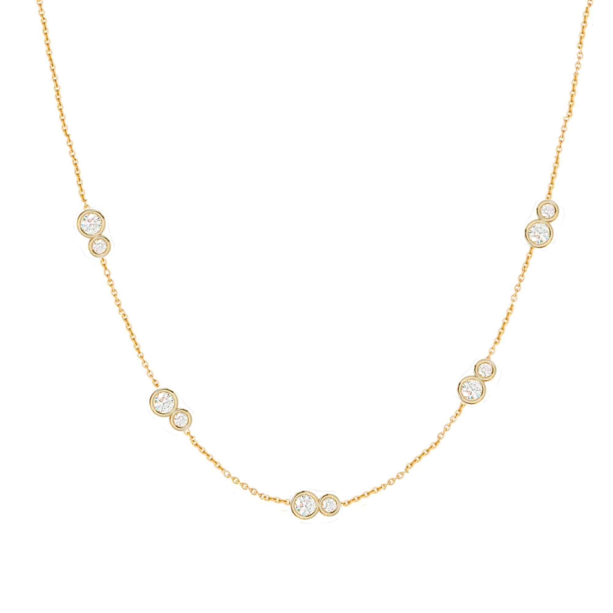 Women’s Gold Stardust Double Diamond Station Necklace Lily Flo Jewellery