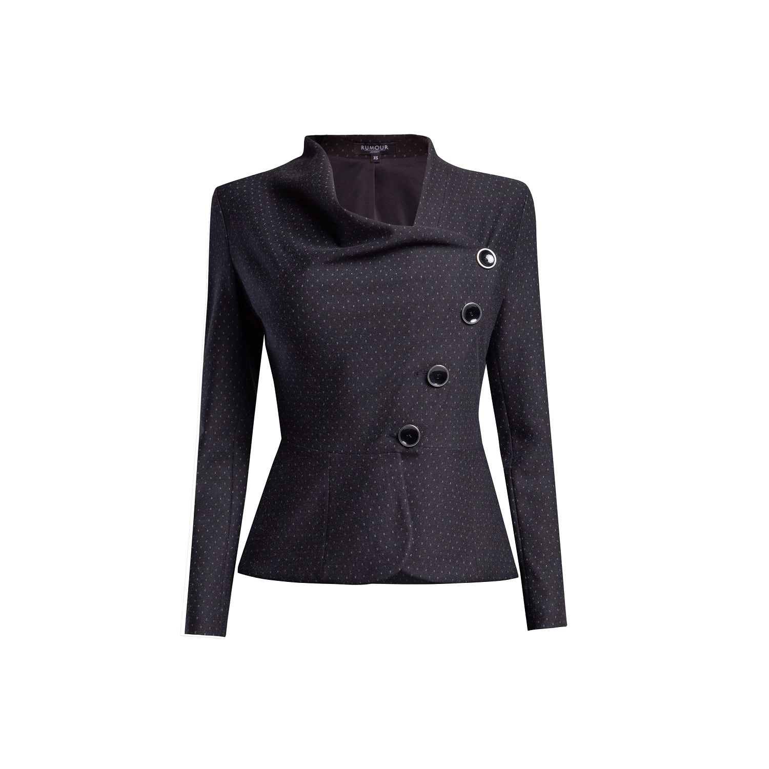 Women’s Black Richmond Jacquard Jersey Tailored Jacket With Asymmetric Buttoning Extra Small Rumour London