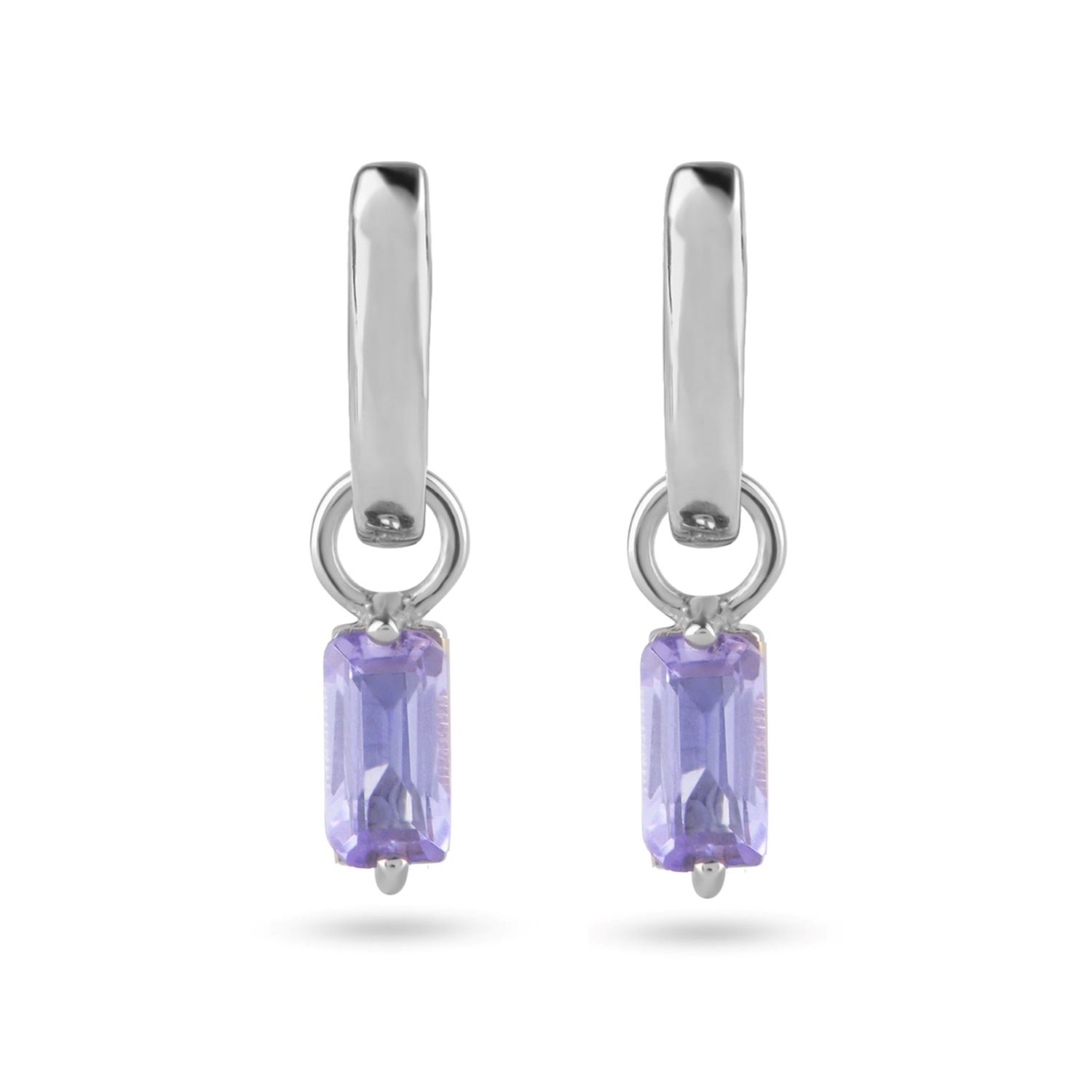 Women’s Blue / Pink / Purple Tanzanite Baguette Hoop Earrings Sterling Silver Zohreh V. Jewellery