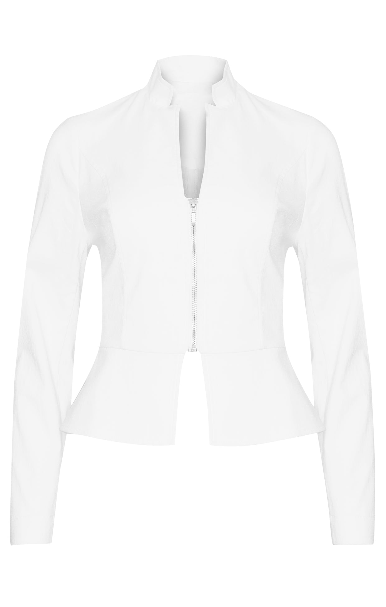 Women’s Front Zip Peplum Jacket In White XXL Sacha Drake