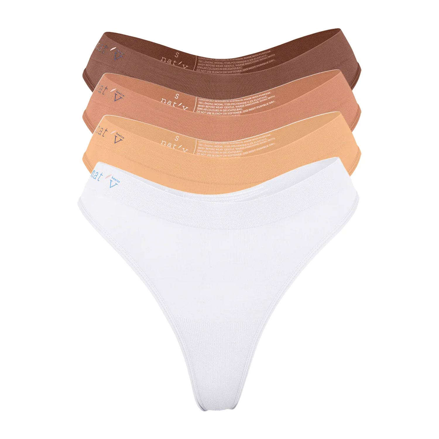 Women’s Neutrals / Brown / White Cheeky G Four Set In Blanco, Bone, Beech, Bronze Large Natv Basics