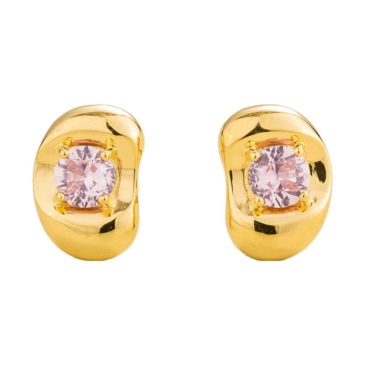 Women’s Gold / Pink / Purple Fava Earrings In Pink Sapphire Set In Gold Juvetti