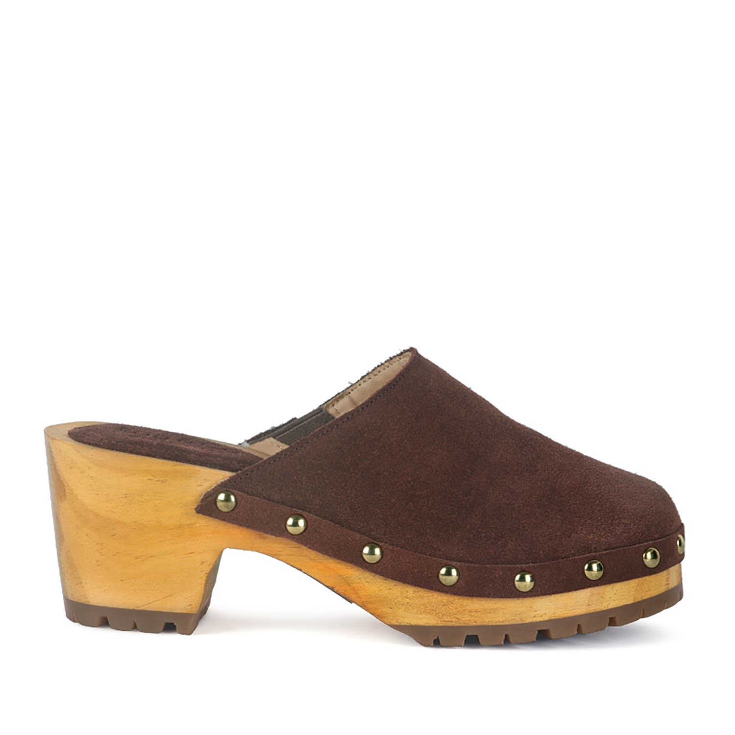 Women’s Cedrus Fine Suede Studded Clog Mules Brown 3 Uk Rag & Co.