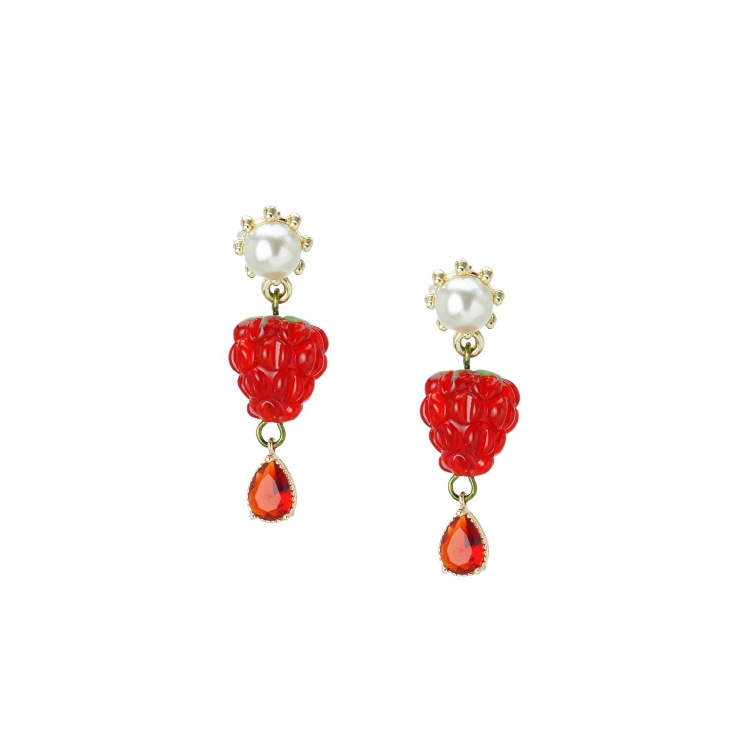 Women’s Red Very Berry Lampwork Glass Raspberry Drop Earrings With Pearl Studs I’mmany London