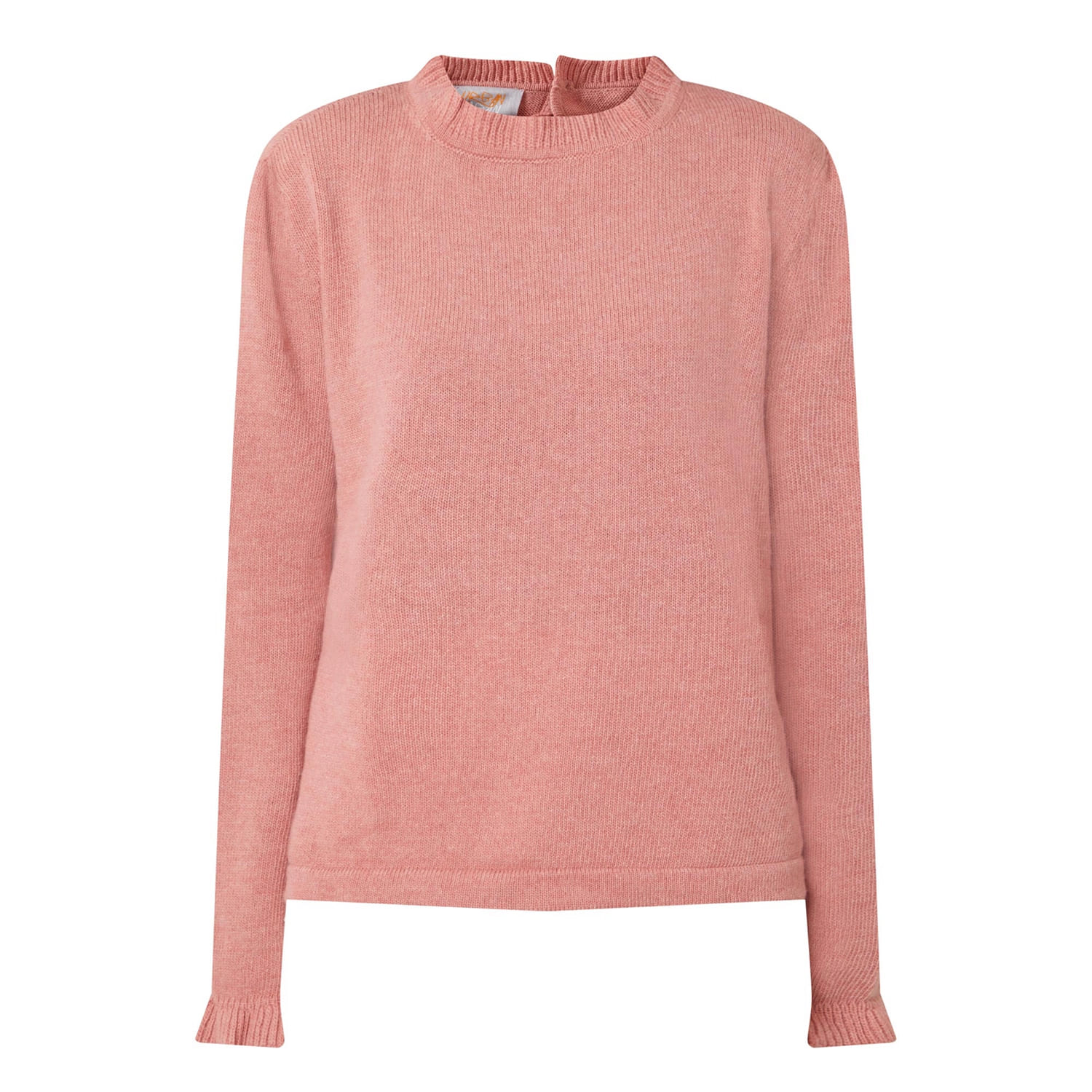 Women’s Neutrals / Pink / Purple Apricot Frill Neck Sweater S/M Urban Aran