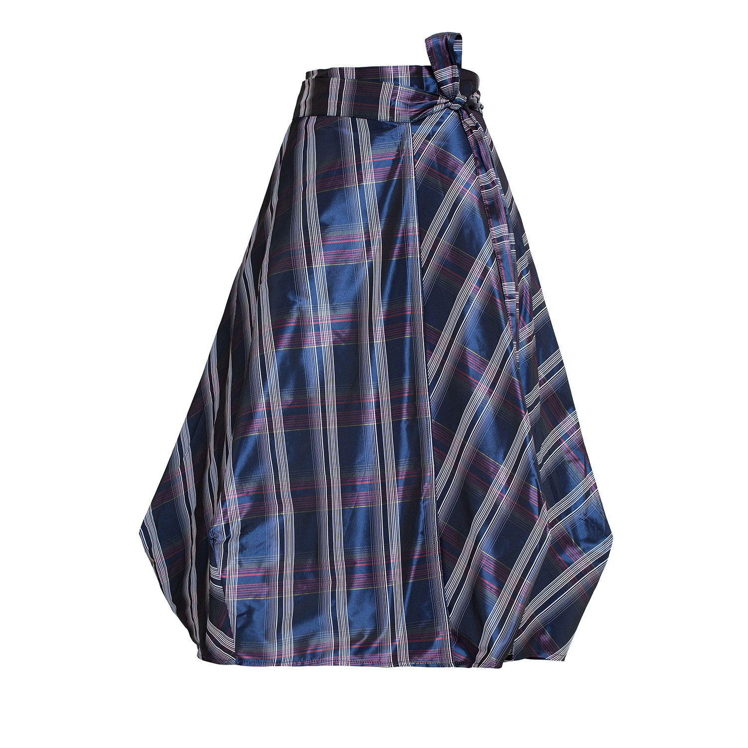 Women’s Wrapped Skirt In Blue Tartan Taffeta Medium Bianca Popp