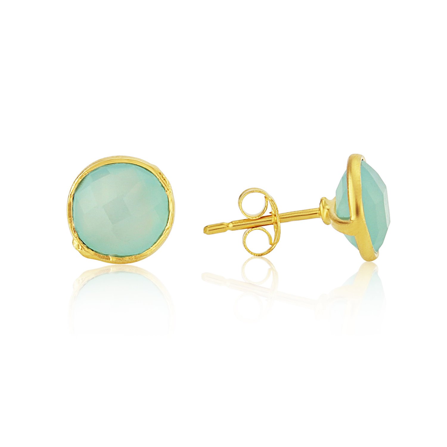 Women’s Gold / Blue Savanne Gold Vermeil & Aqua Chalcedony Stud Earrings Auree Jewellery