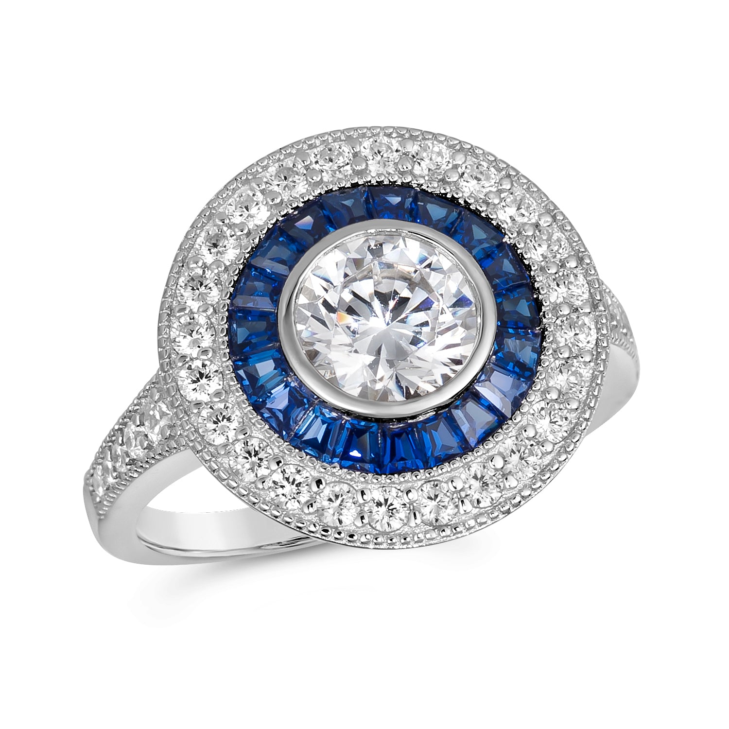 Women’s Blue Anastasia Halo Ring Anna Zuckerman