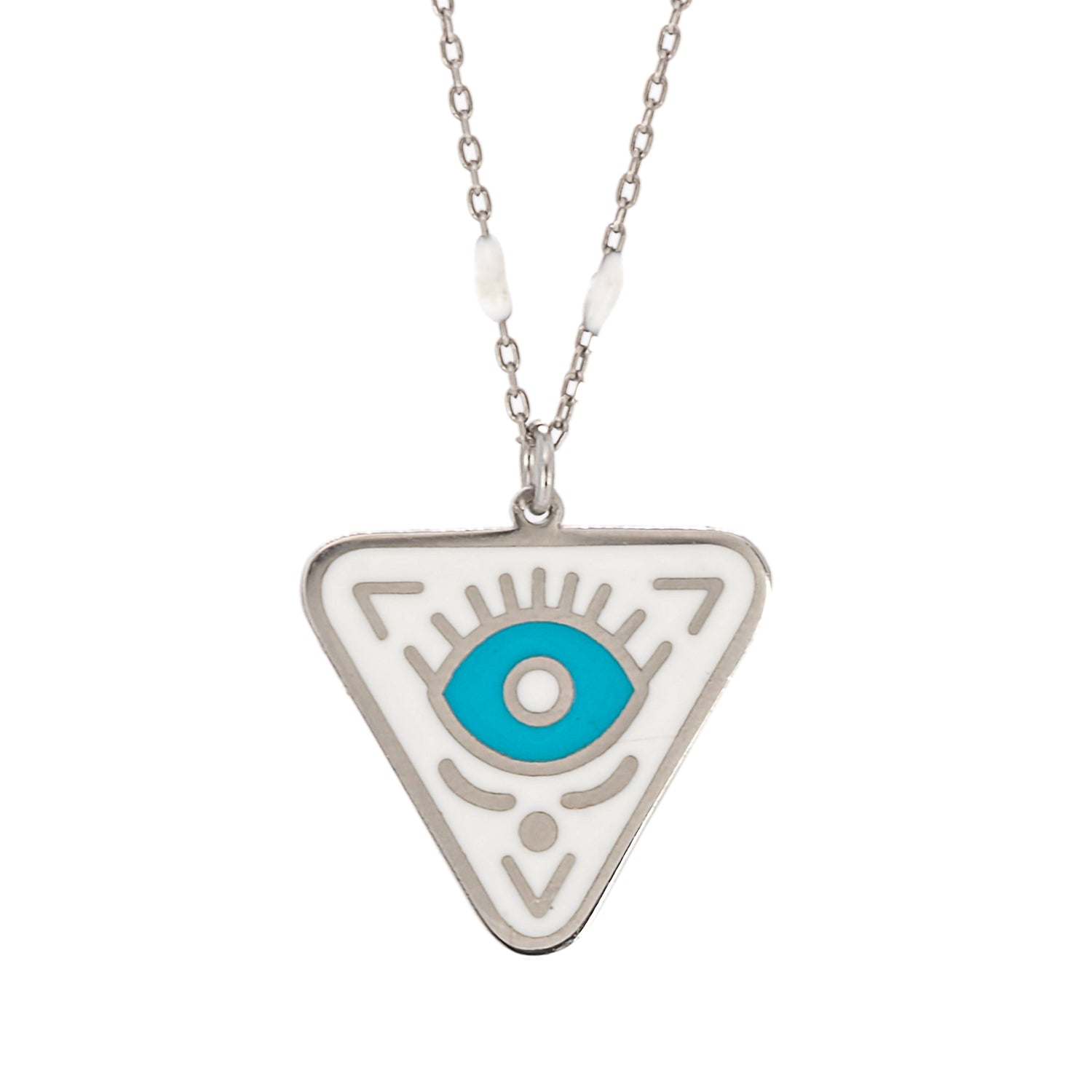 Women’s Blue / White / Silver Sterling Silver Turquoise Evil Eye Chakra Necklace - Silver Ebru Jewelry