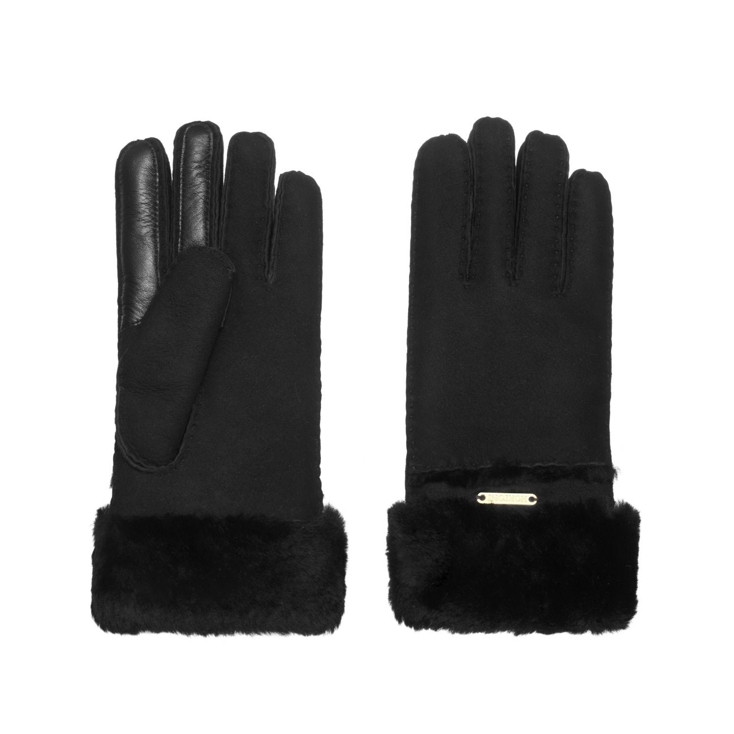 Women’s Ledbury Sheepskin Gloves Black Medium Hortons England