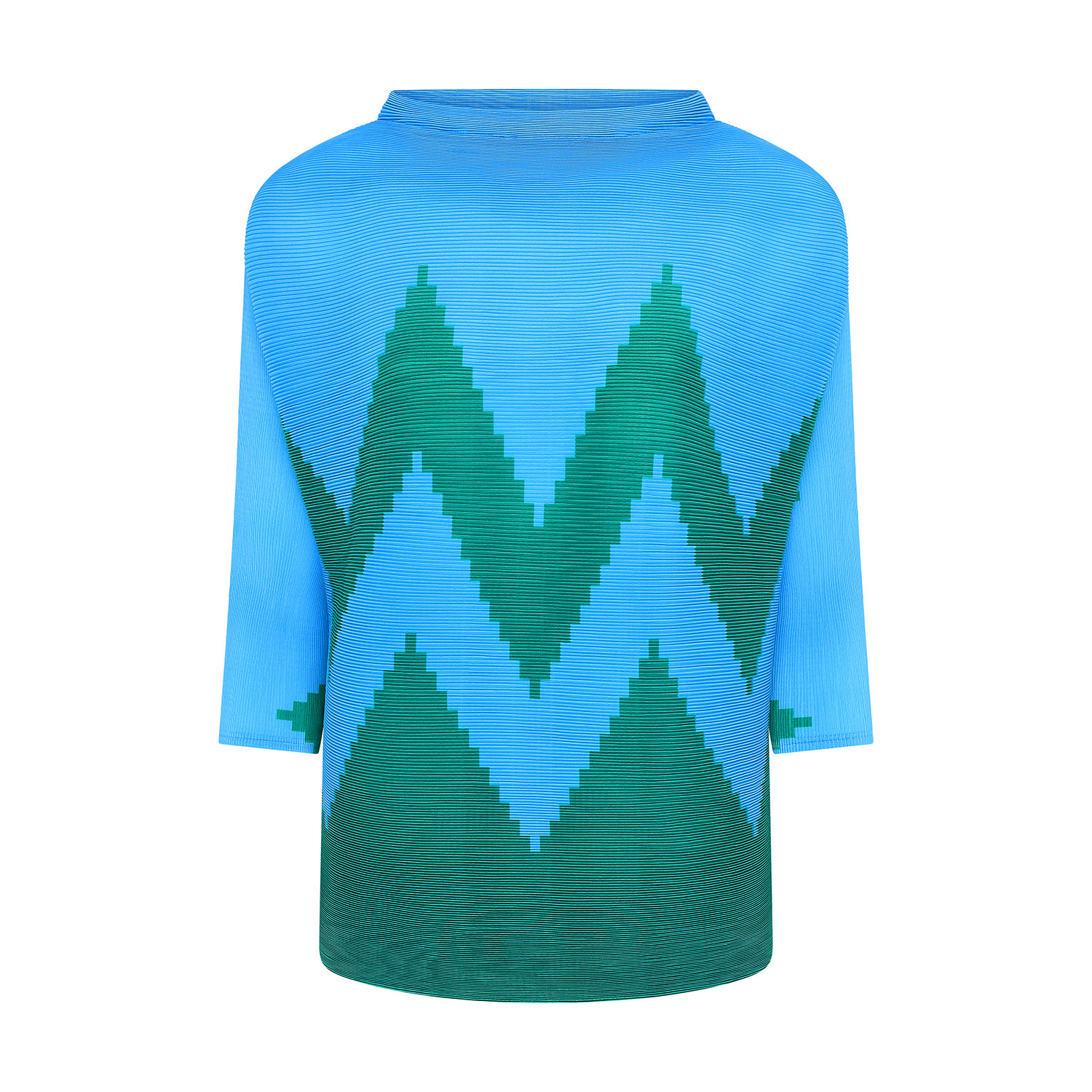 Women’s Blue Turquoise / Green Zig Zag Jumper One Size Beatrice Von Tresckow