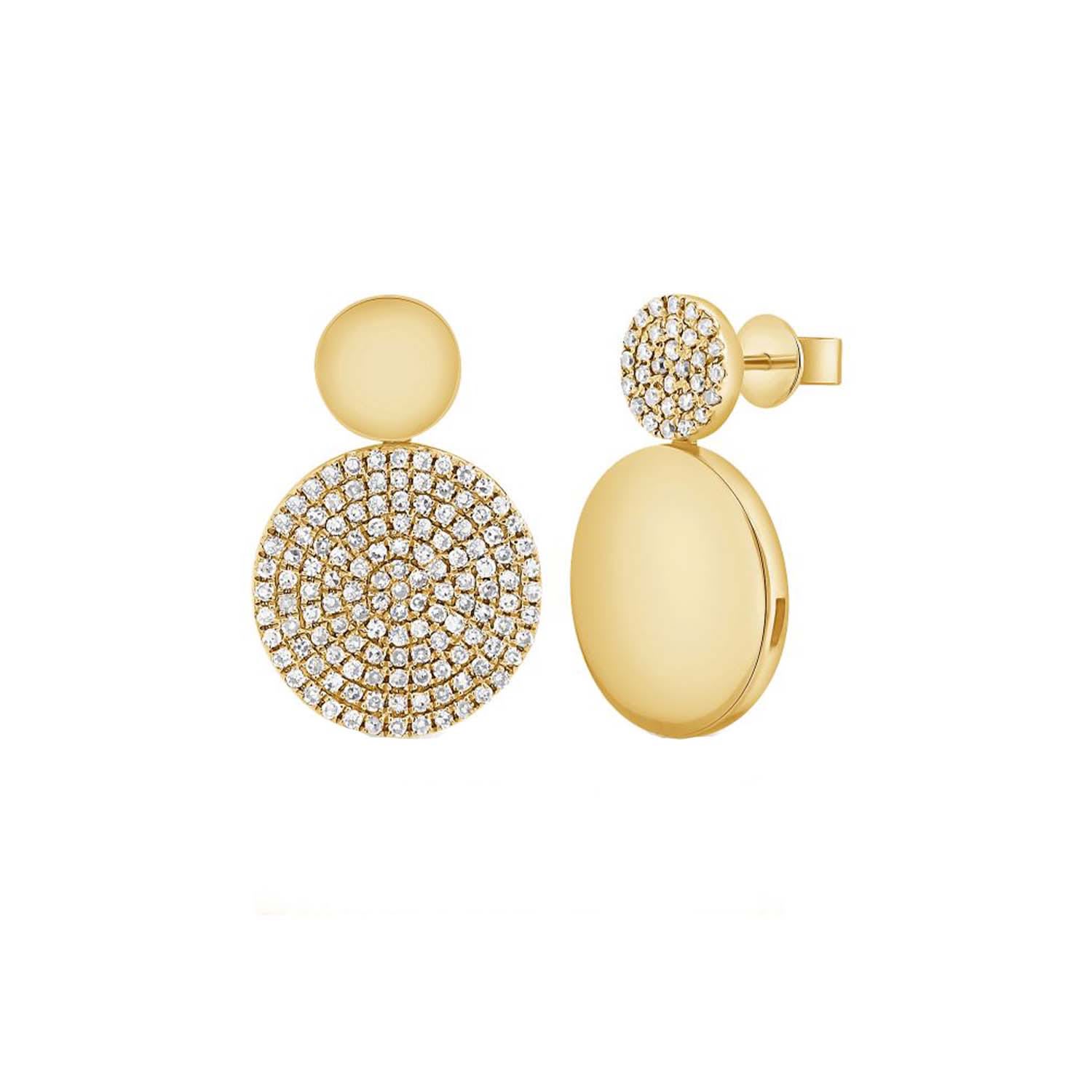 Women’s Gold Solid Pave Disc Earrings 770 Fine Jewelry