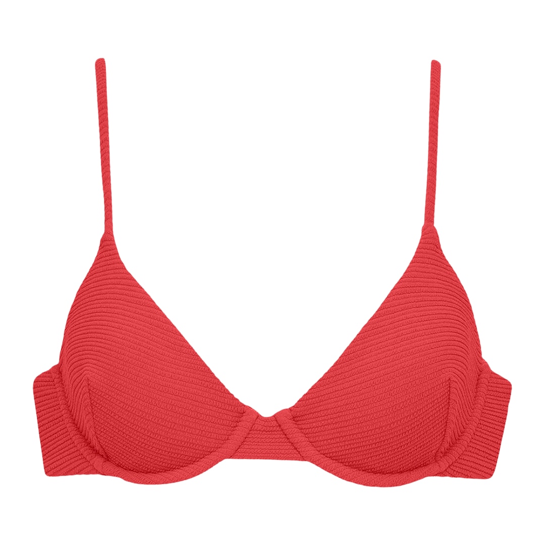 Women’s Red Crimson Micro Scrunch Dainty Bikini Top Extra Small Montce Swim