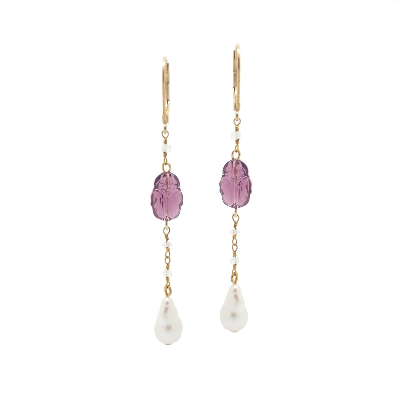 Women’s Gold / Pink / Purple Marine Earrings Salome