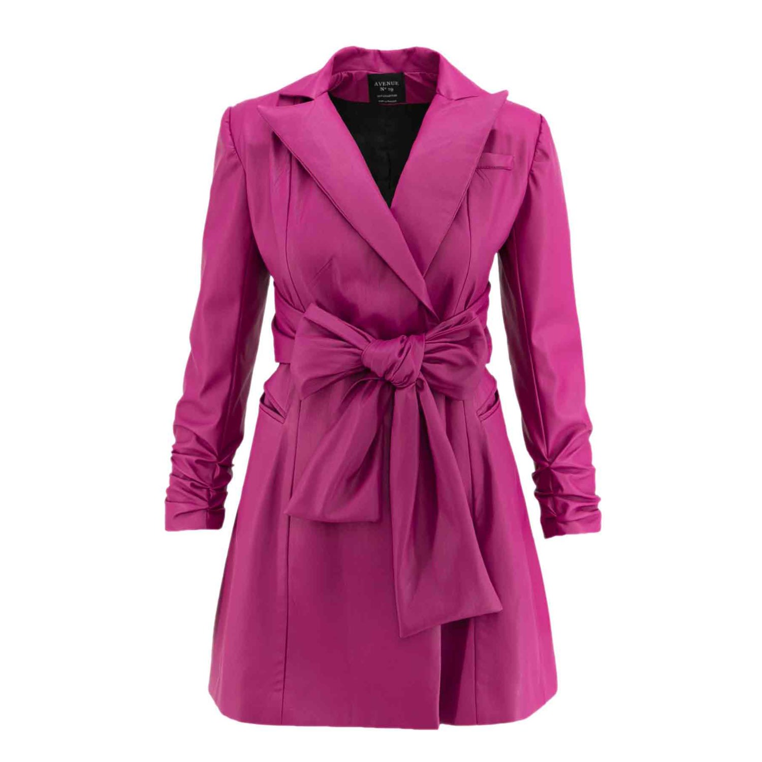 Women’s Pink / Purple Eco Leather Blazer Dress With Bow Medium Avenue no.29