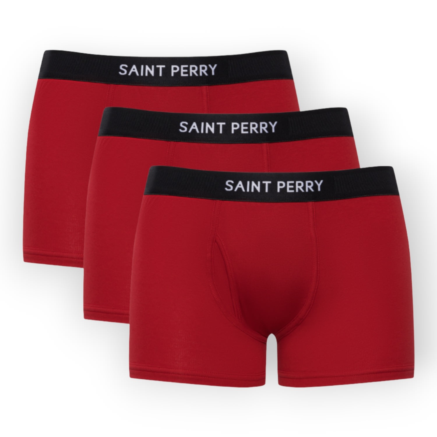 Men’s Cotton Boxer Brief Three Pack- Red Extra Large Saint Perry