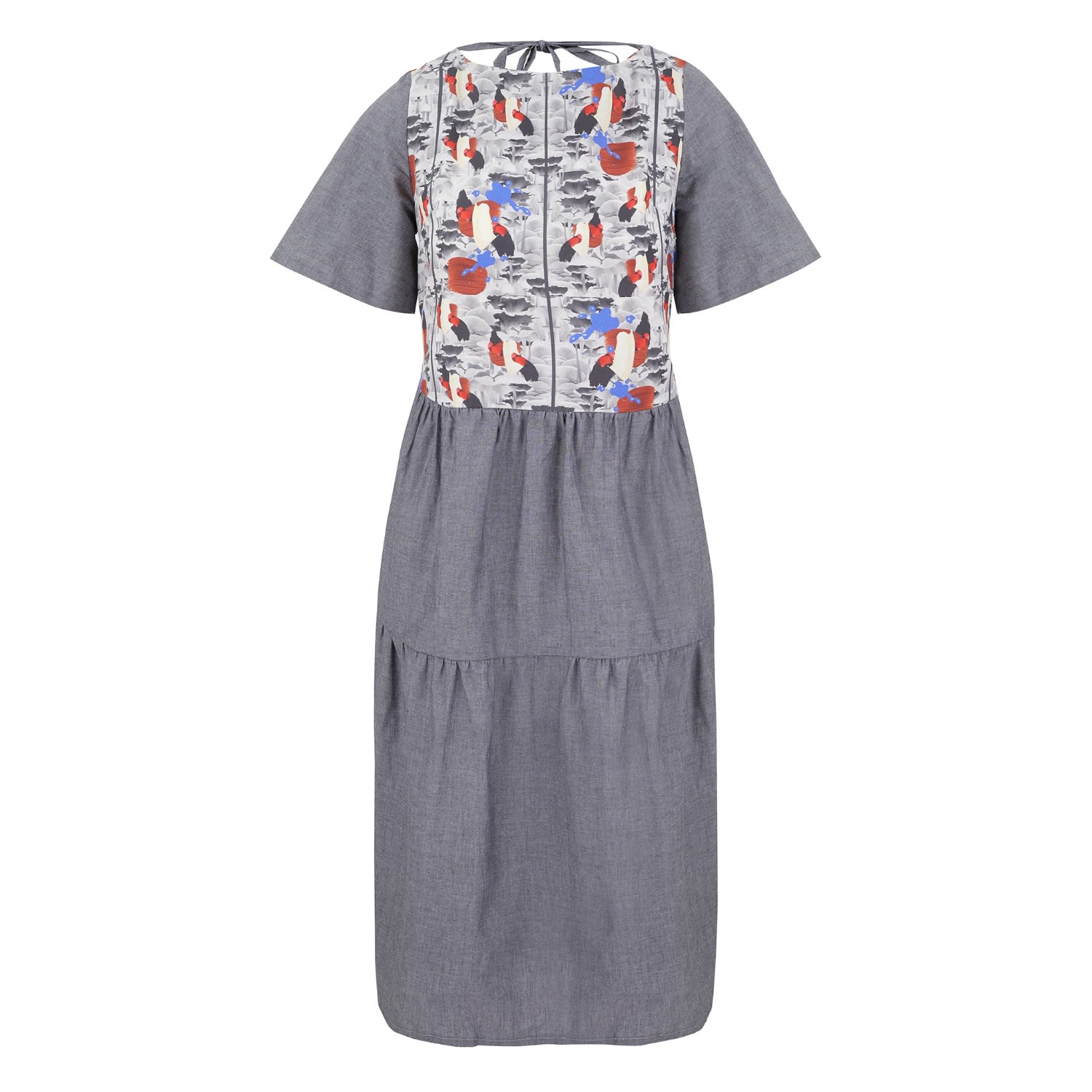 Women’s Grey Ami Dress Cotton Chambray With Graffiti Art Print Small Cocoove