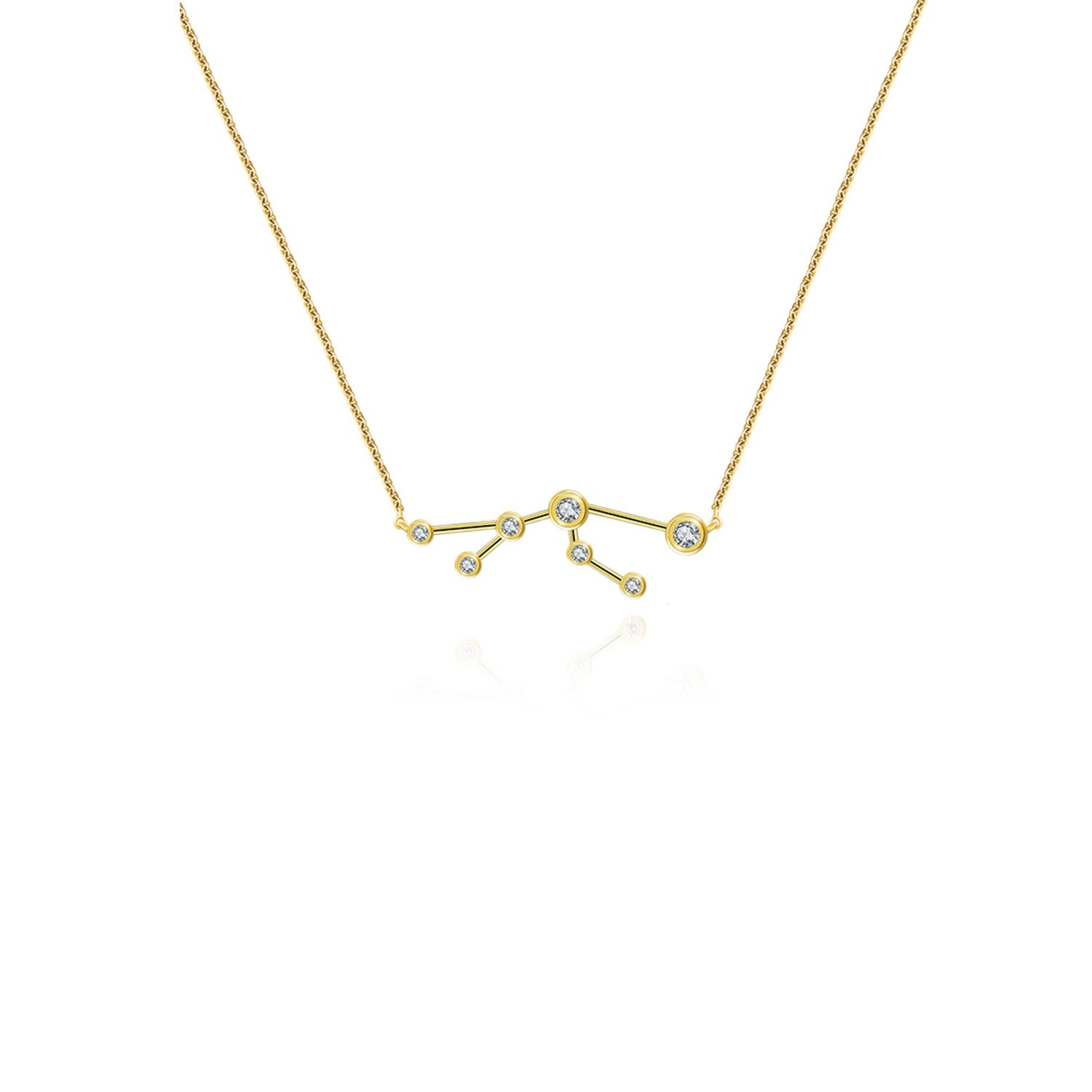 Women’s Taurus Zodiac Constellation Necklace 18K Yellow Gold & Diamond Genevieve Collection