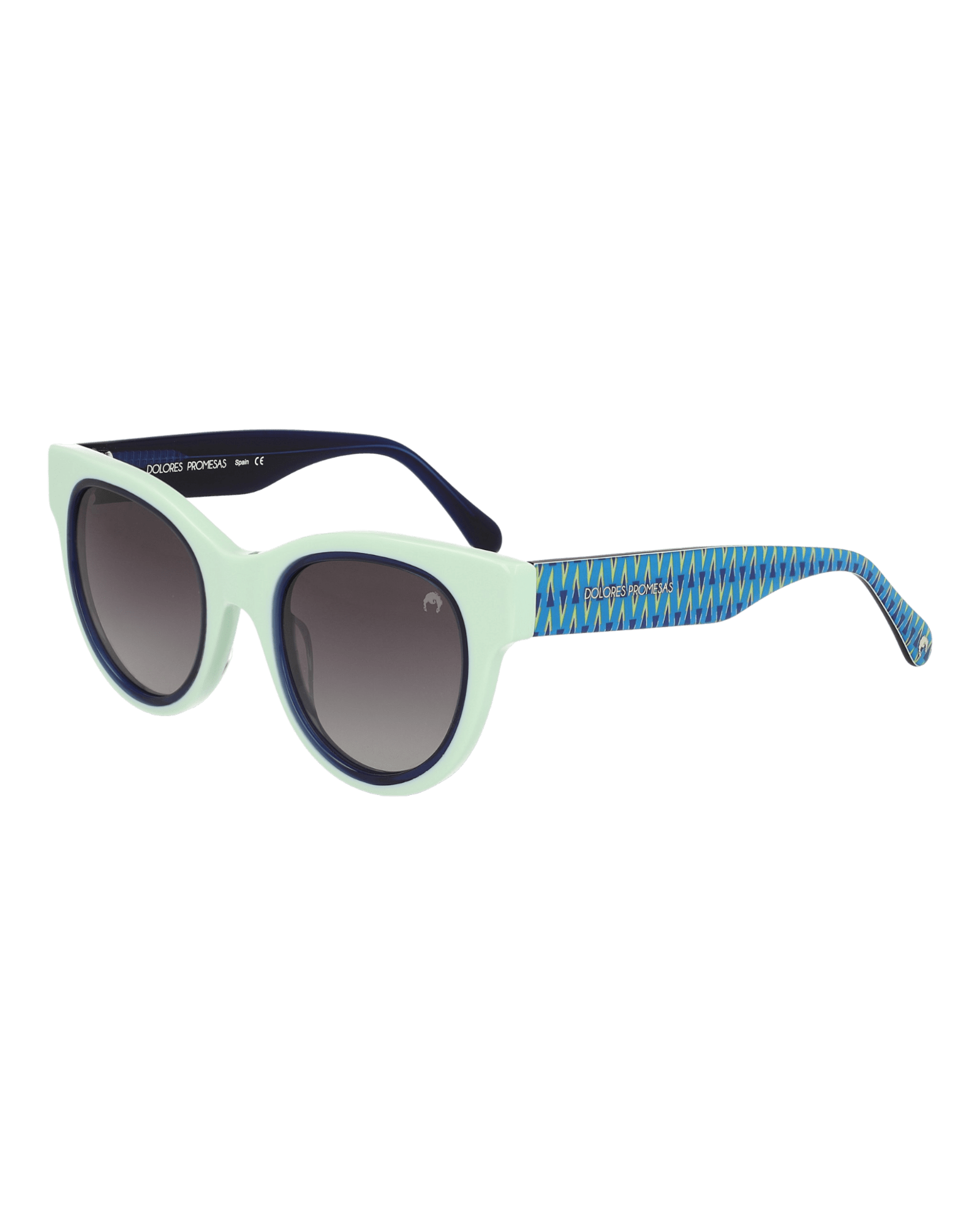 Women’s Green / Blue Oval Aqua Green Glasses With Navy Blue Rim And Pyramid Print One Size Dolores Promesas