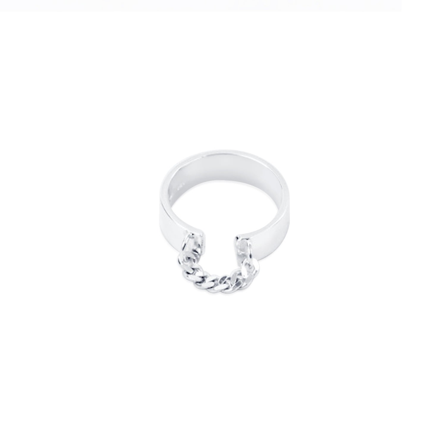 Women’s Silver Open End Knuckle Ring With Chain Undefined Jewelry