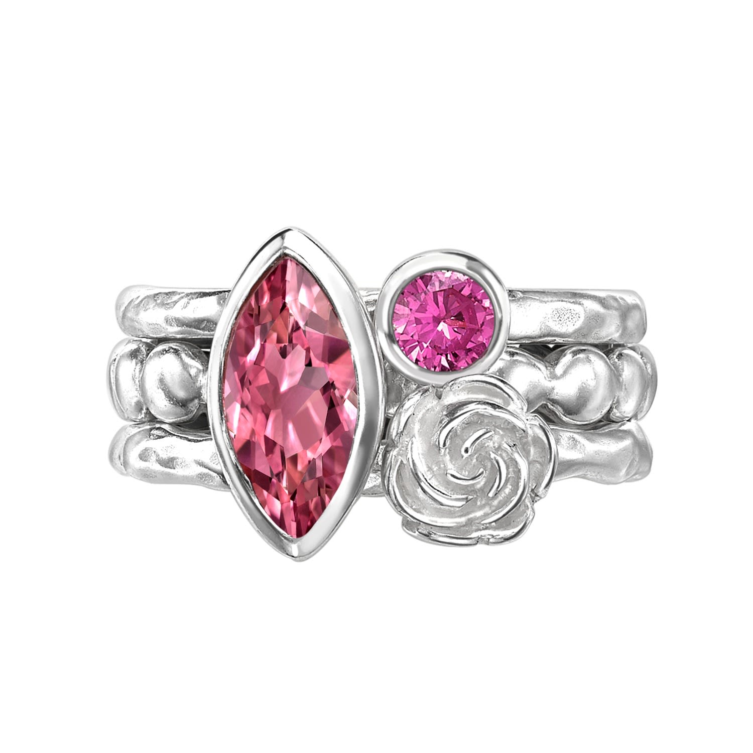 Women’s Silver Rosey Posey Twinkle Stacking Rings Dower & Hall