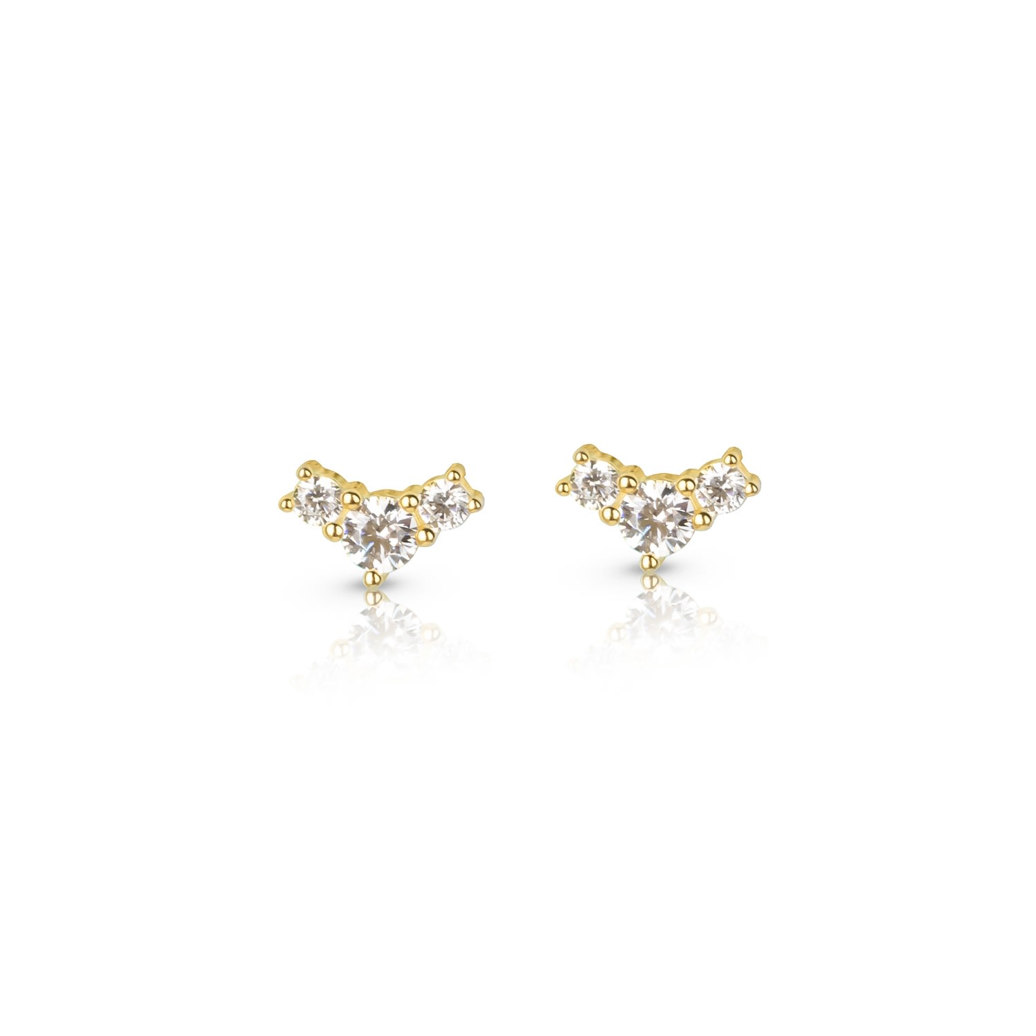 Women’s Triple Mini Stone Earring -Gold Ep Designs