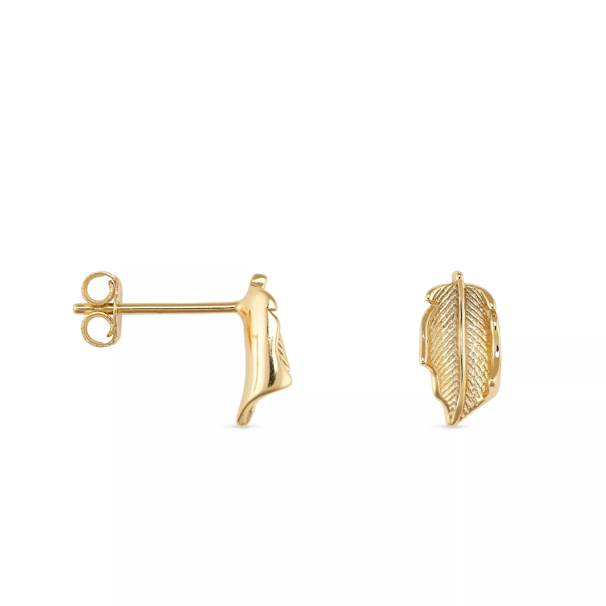 Women’s Silver Gold Leaf Stud Earrings Elk & Bloom - Everyday Fine Jewellery