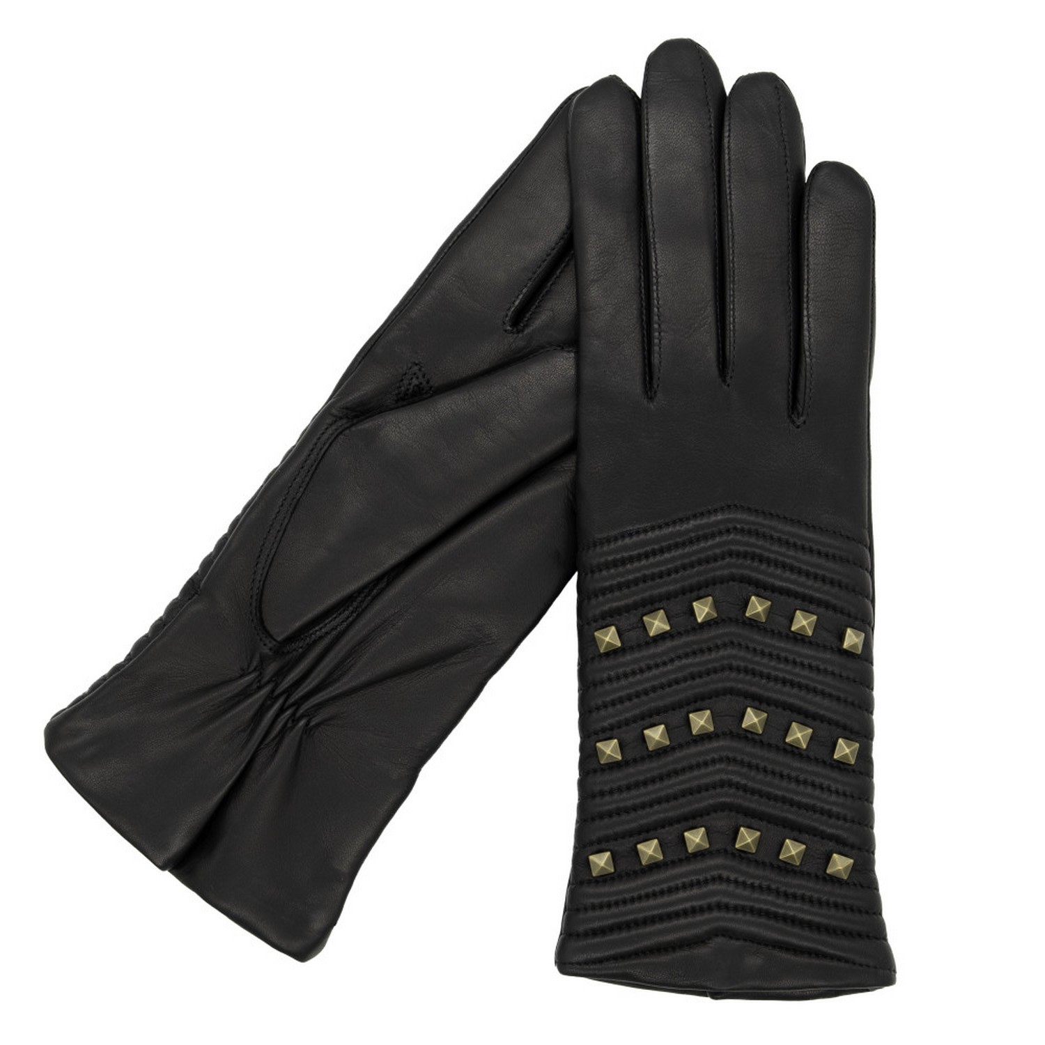 Zoe / Women Leather Gloves - Black 7.5" Karma Leather Gloves