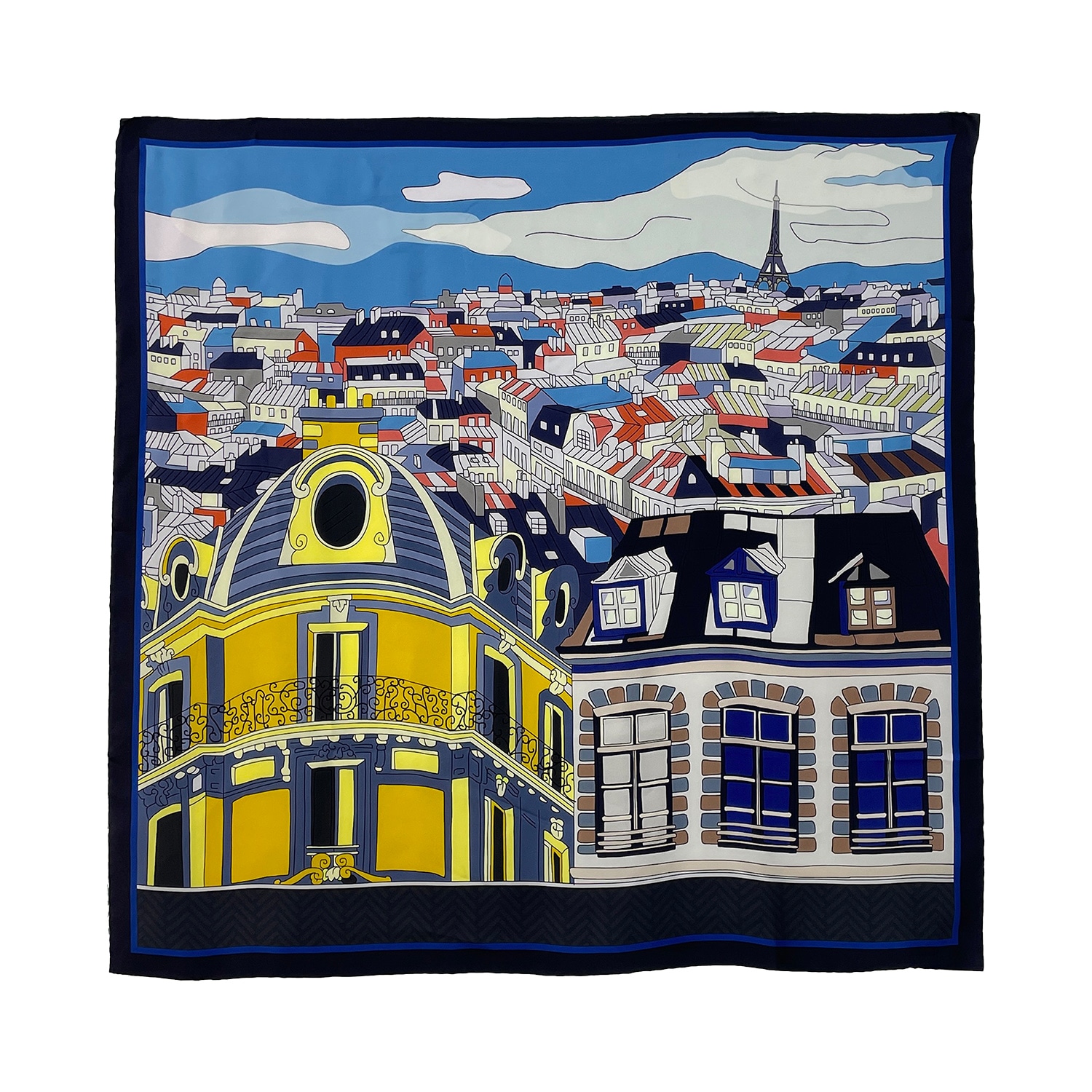 Women’s Blue / Black Afternoon In Paris Silk Scarf One Size Pashmisy