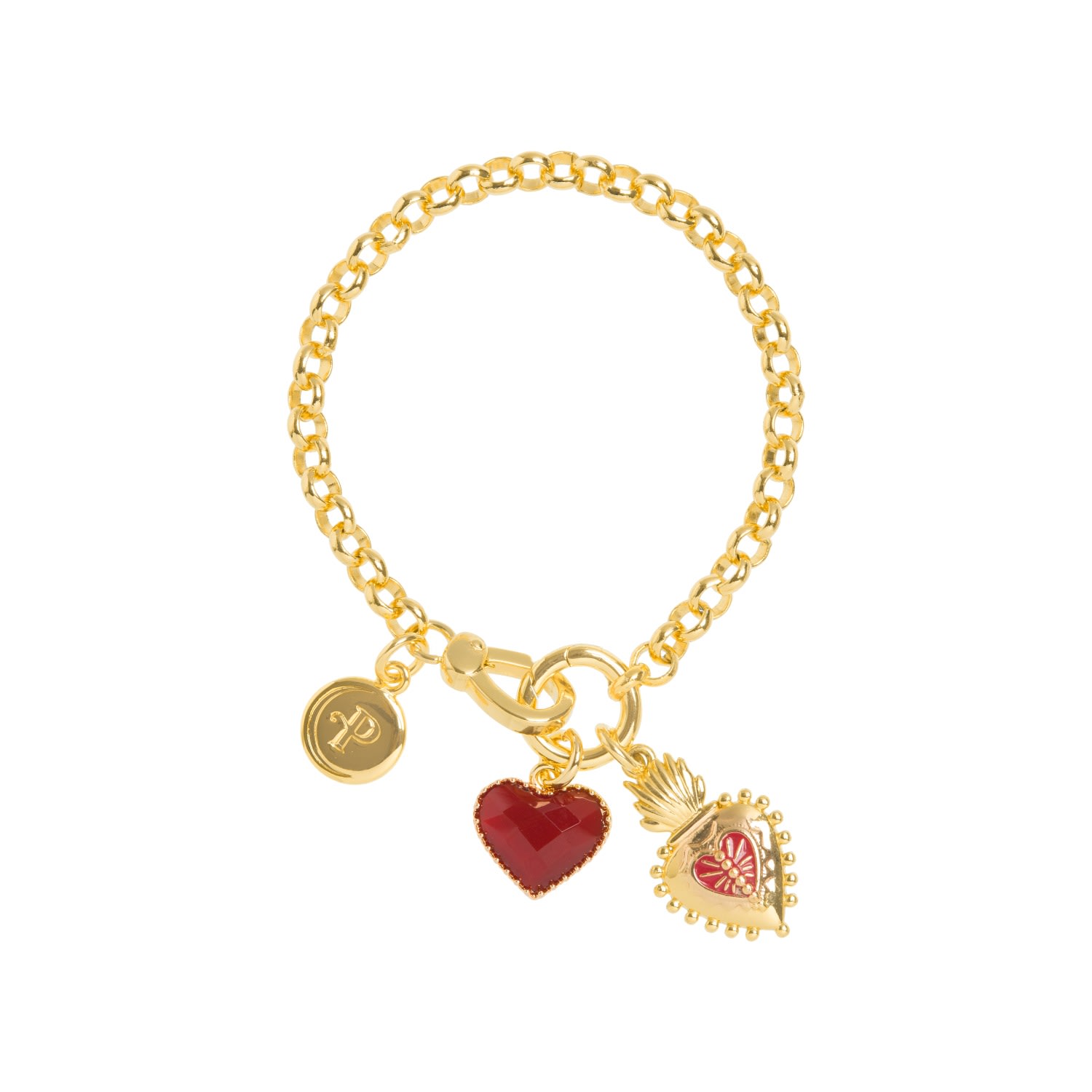 Women’s Gold / Red Gold Belcher Kind Hearted Bracelet Patroula Jewellery