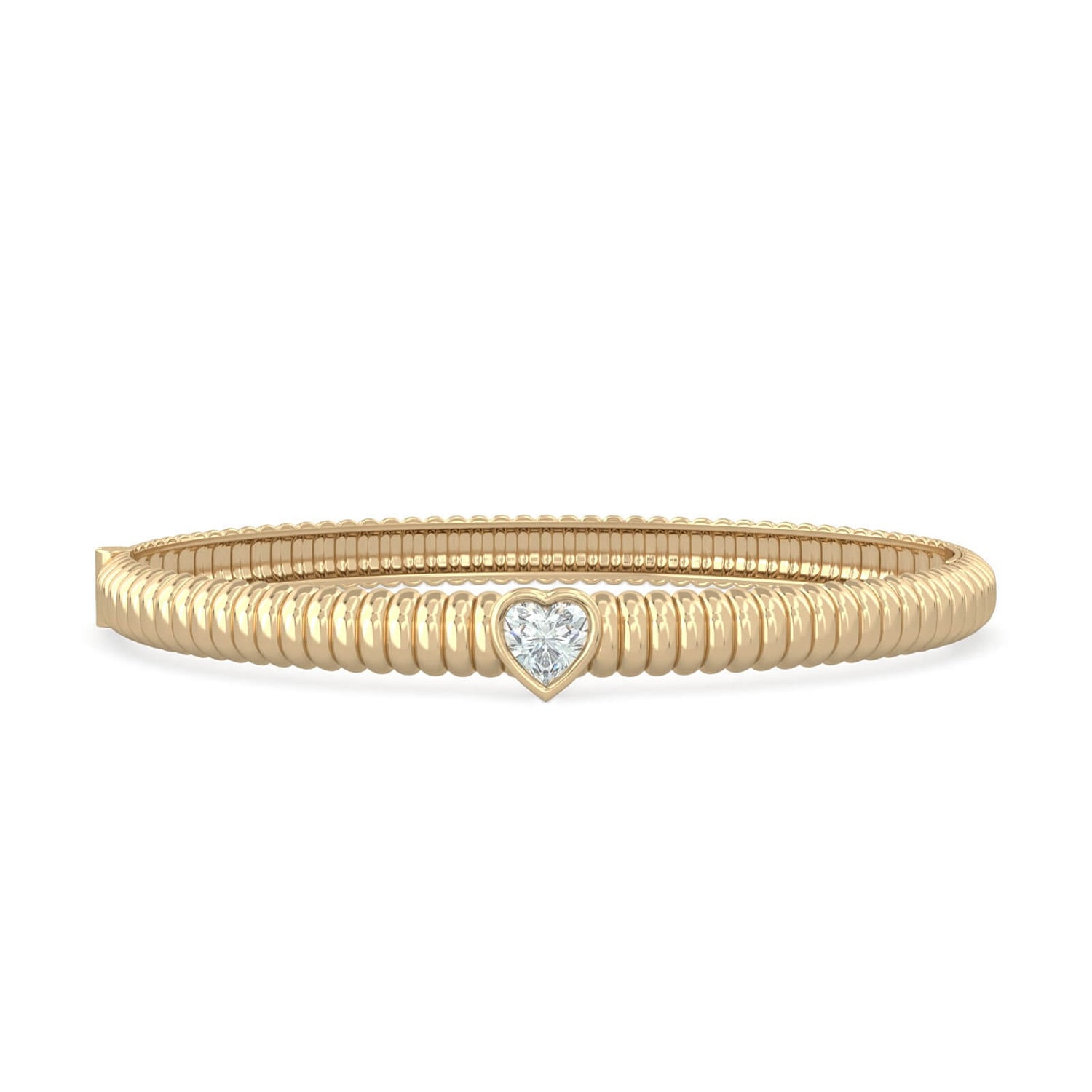 Women’s Bangle Hermes Heart 18K Gold & Diamonds Yellow Gold Aquae Jewels