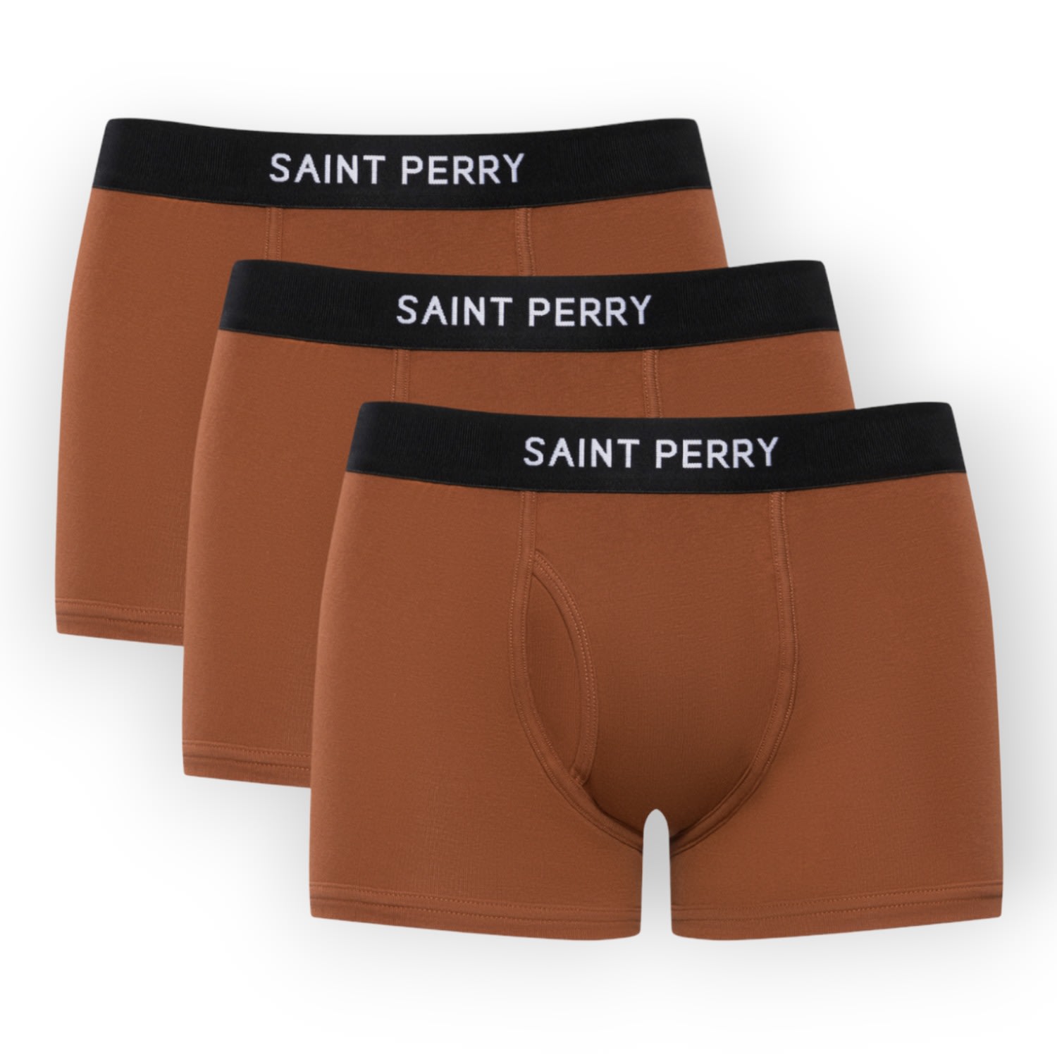 Men’s Brown Cotton Boxer Brief Three Pack- Coffee Extra Large Saint Perry