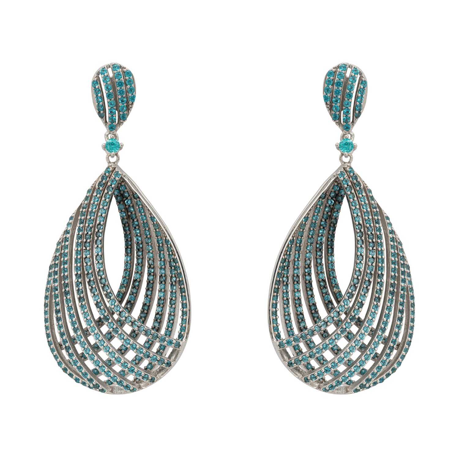 Women’s Blue / Silver Vortex Teardrop Earrings Aqua Silver Latelita