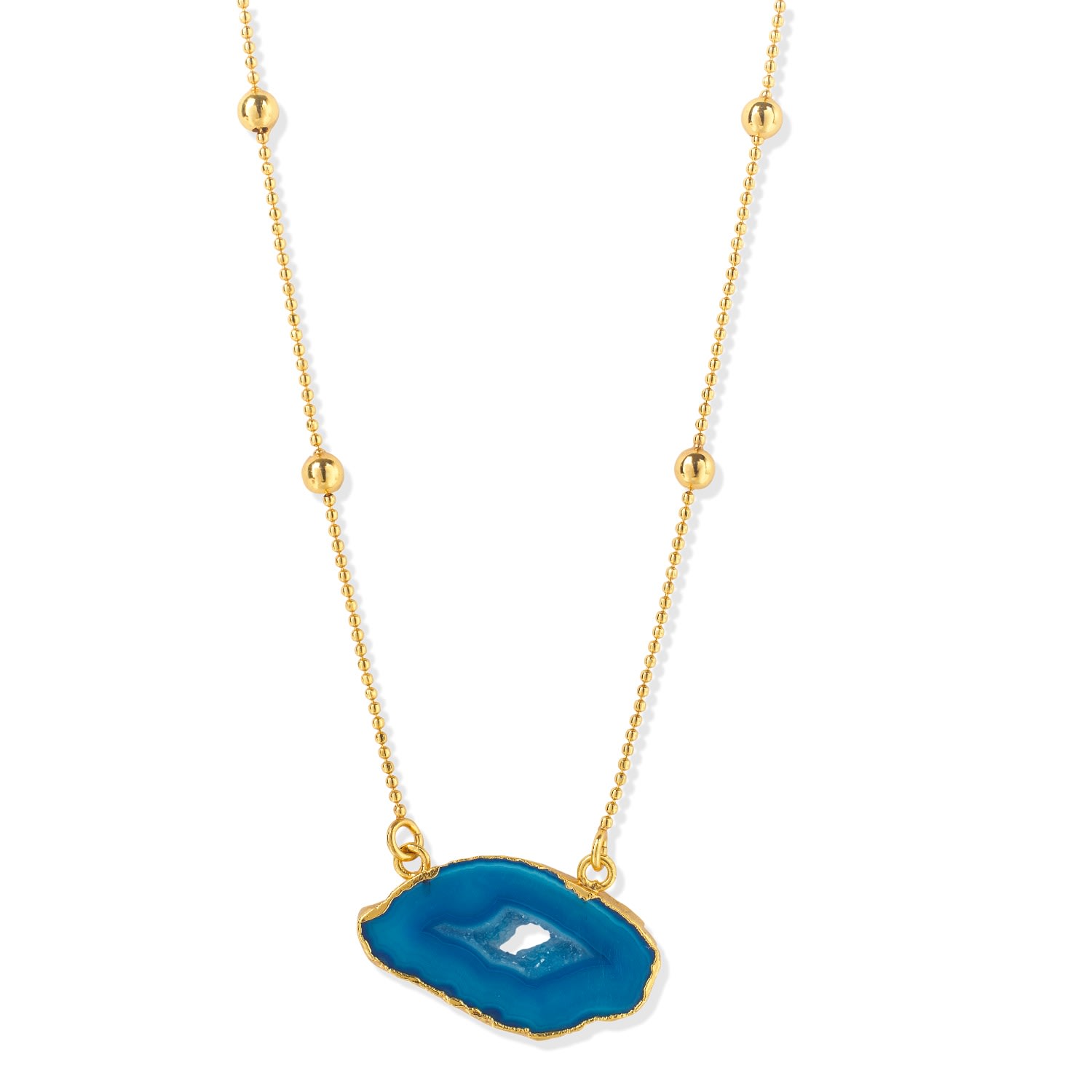 Women’s Gold Vermeil Blue Agate Crystal Gemstone Necklace Yaa Yaa London